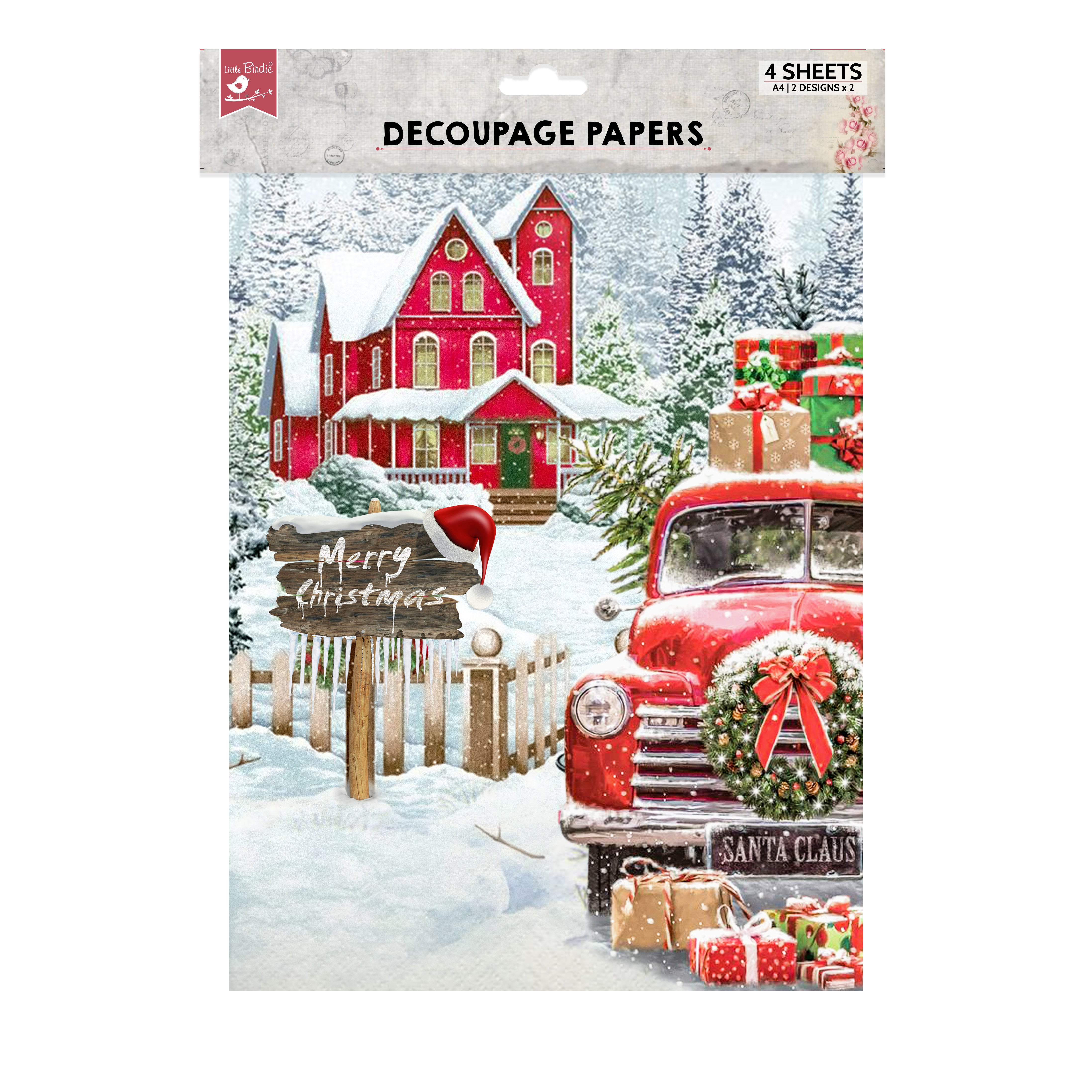 Decoupage Paper Holiday Presents A4 2 Designs 4Sheets