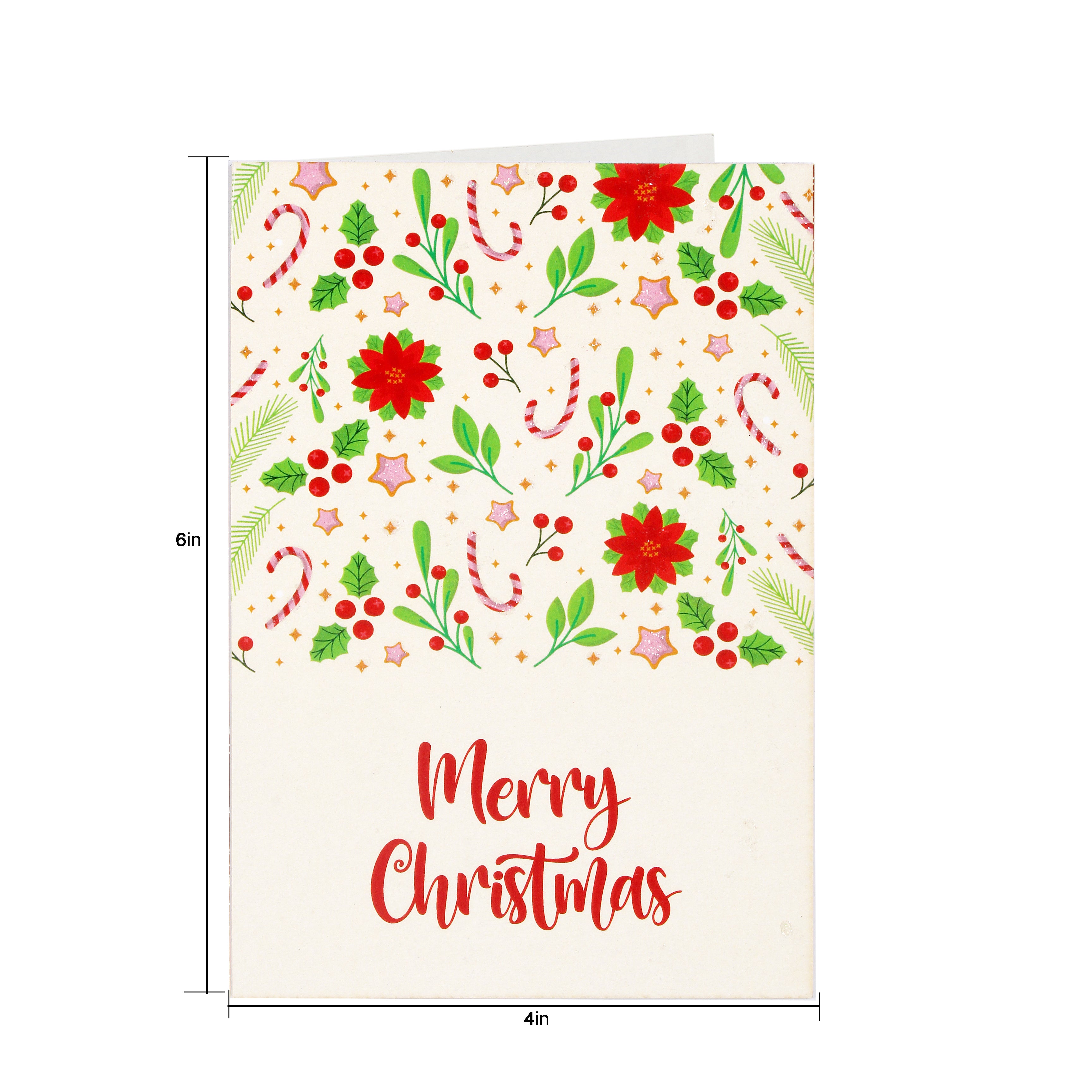 Christmas Greeting Card & Envelope Merry Christmas 4 X 6inch 2pc