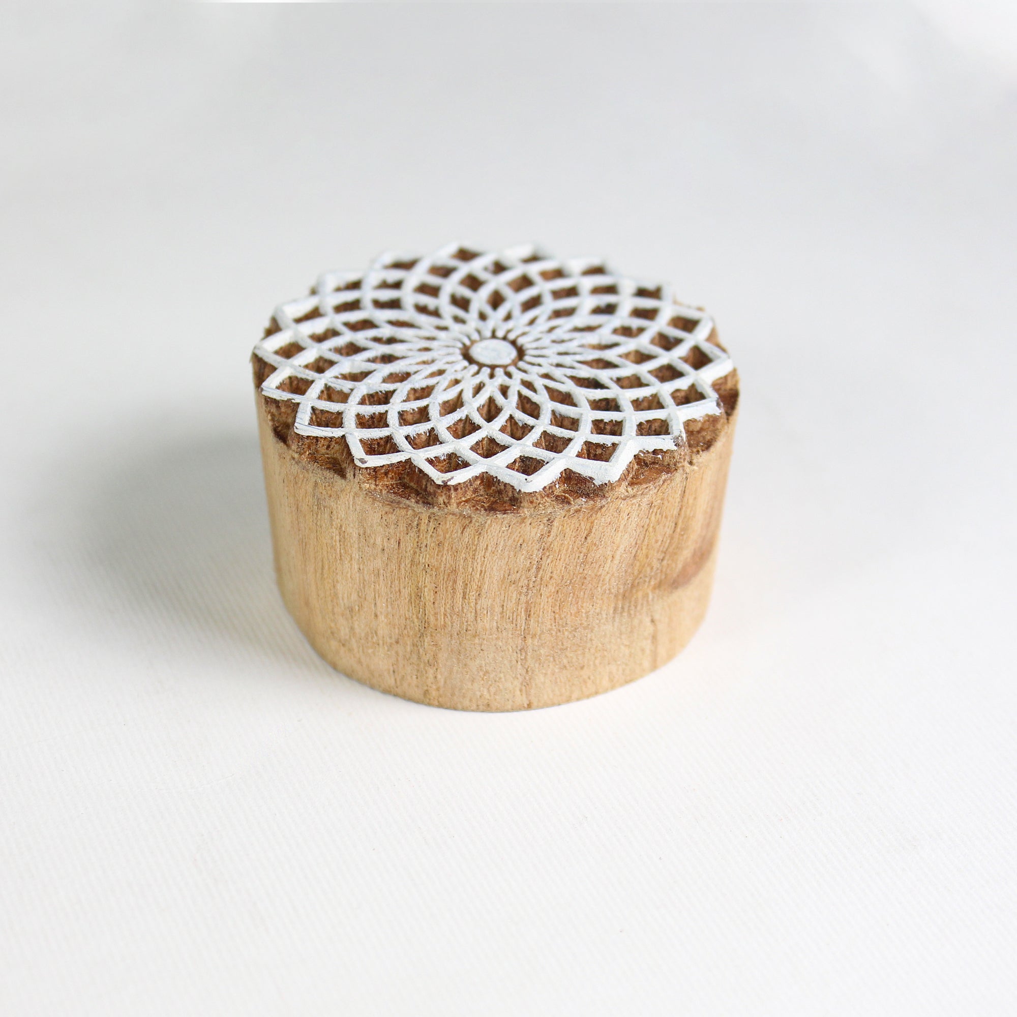 Hand Carved Wooden Printing Block Daisy Mandala W 2inch X L 2inch 1pc