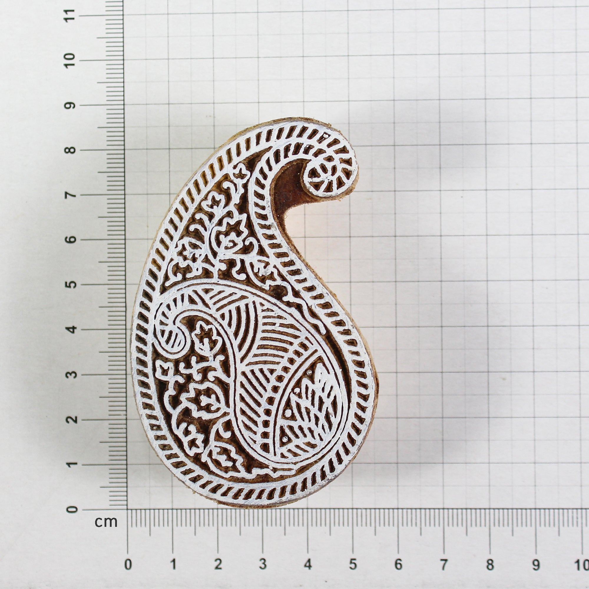 Hand Carved Wooden Printing Block Dual Paisley W 2inch X L 3inch 1pc