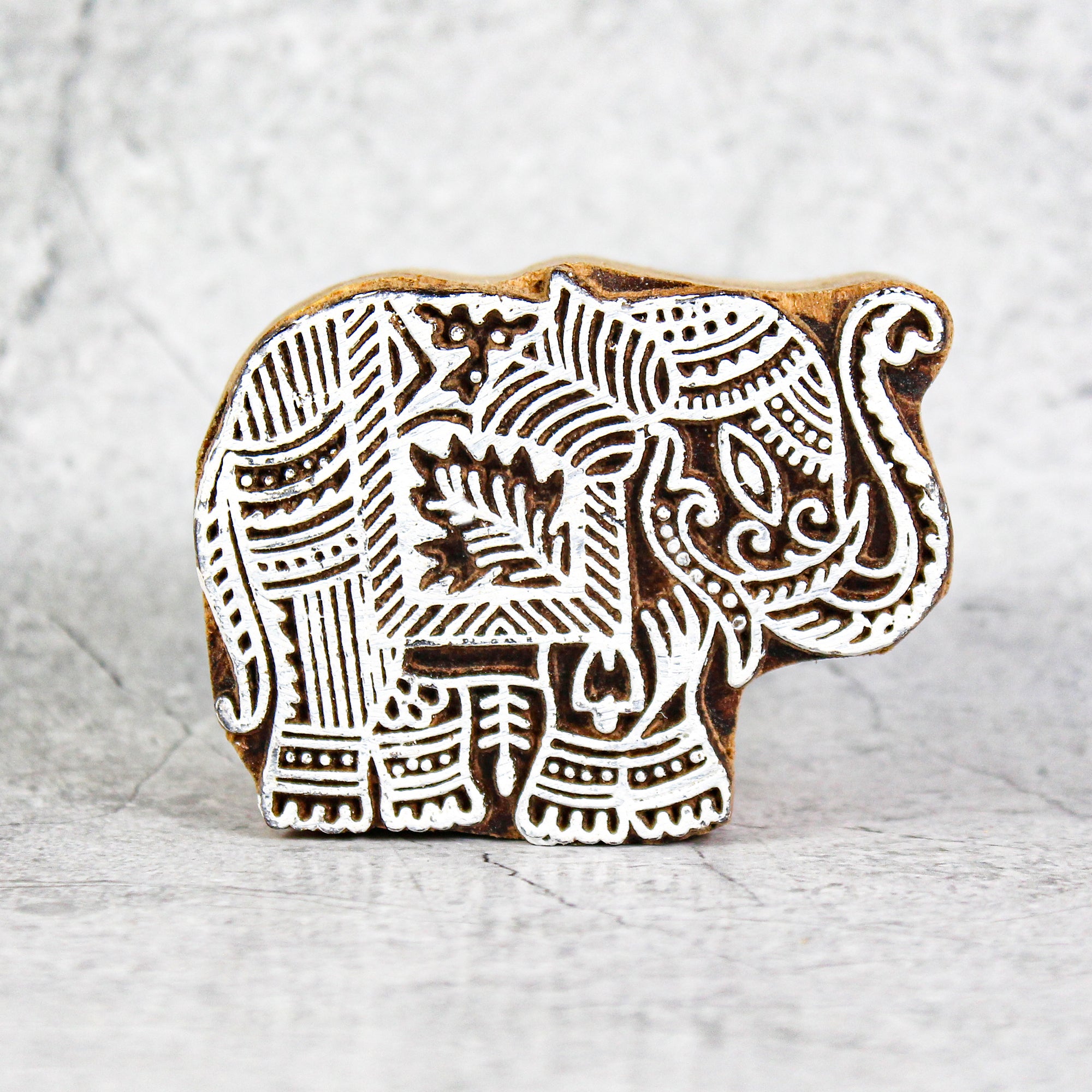 Hand Carved Wooden Printing Block Royal Elephant W 2.5Inch X L 2Inch