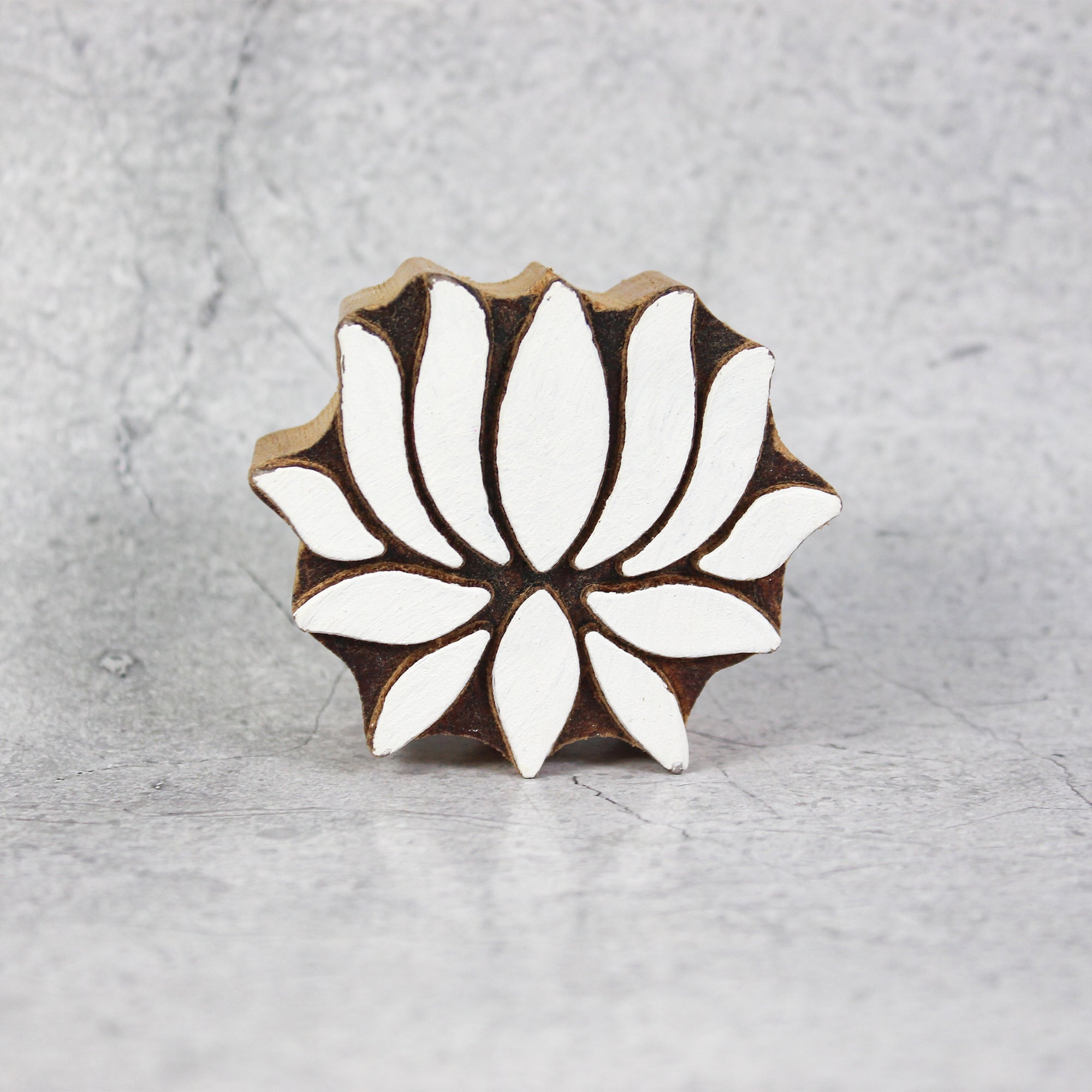 Hand Carved Wooden Printing Block Lotus W 2.5inch X L 2inch 1pc