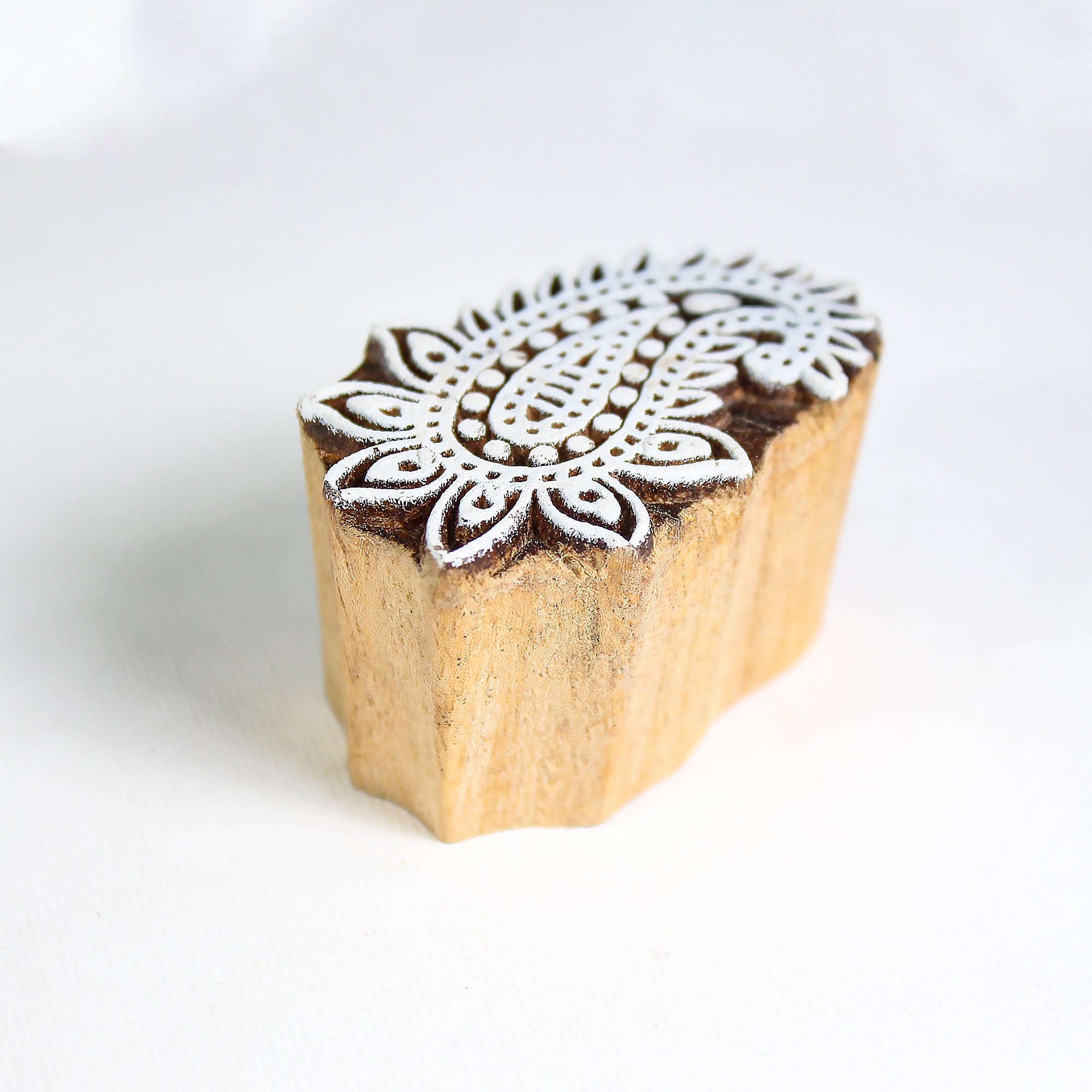 Hand Carved Wooden Printing Block Charming Mandala W 1.25inch X L 2inch 1pc