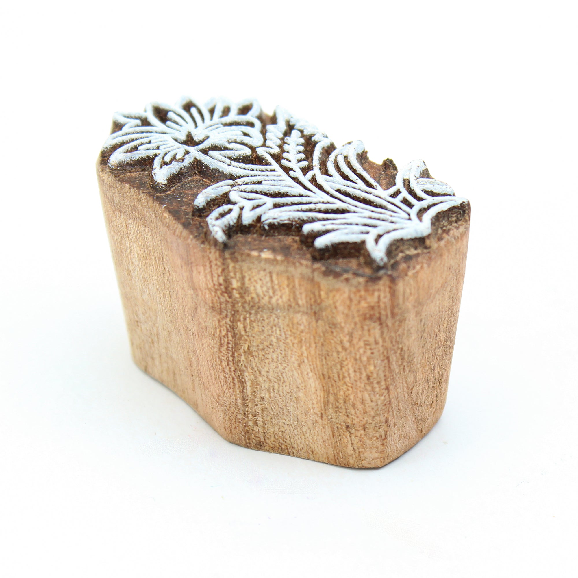 Hand Carved Wooden Printing Block Lily Bloom W 1inch X L 2inch 1pc