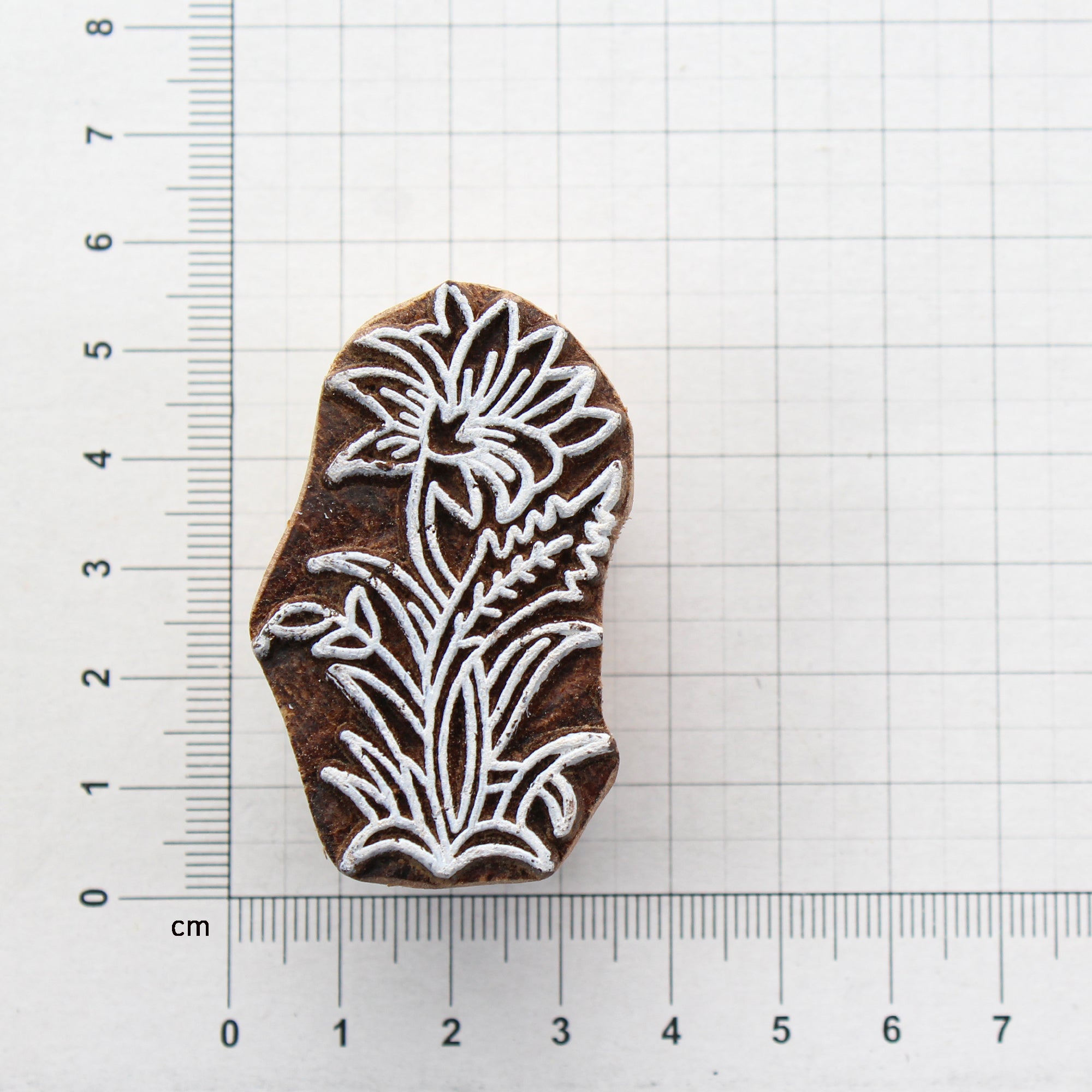 Hand Carved Wooden Printing Block Lily Bloom W 1inch X L 2inch 1pc
