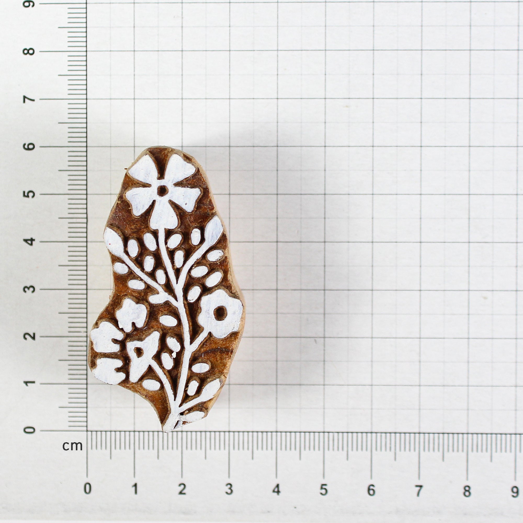 Hand Carved Wooden Printing Block Meadow Blooms W 1inch X L 2inch 1pc