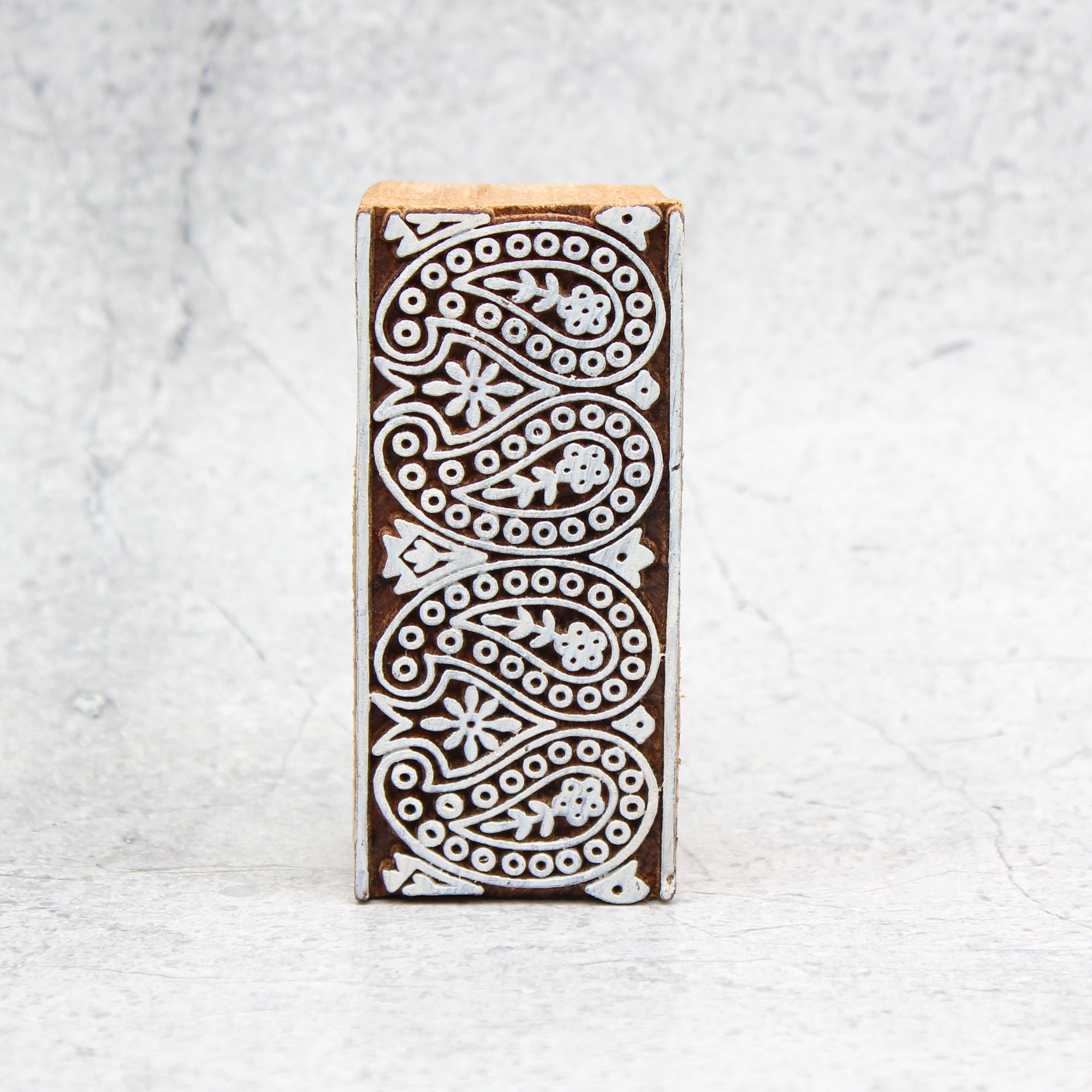 Hand Carved Wooden Printing Block Paisley Border W 1.5inch X L 4inch 1pc