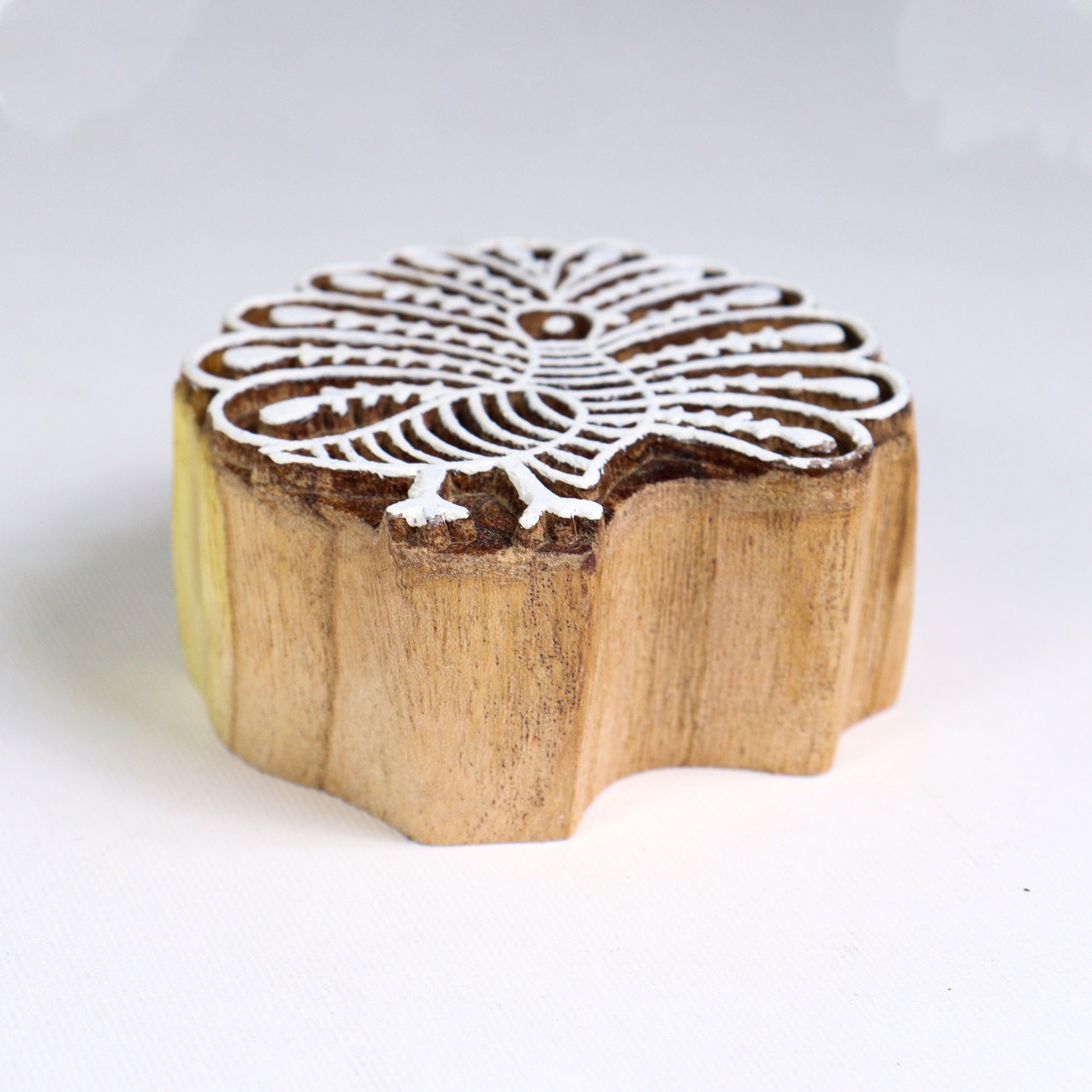 Hand Carved Wooden Printing Block Wild Peacock W 2.5inch X L 2.7inch 1pc