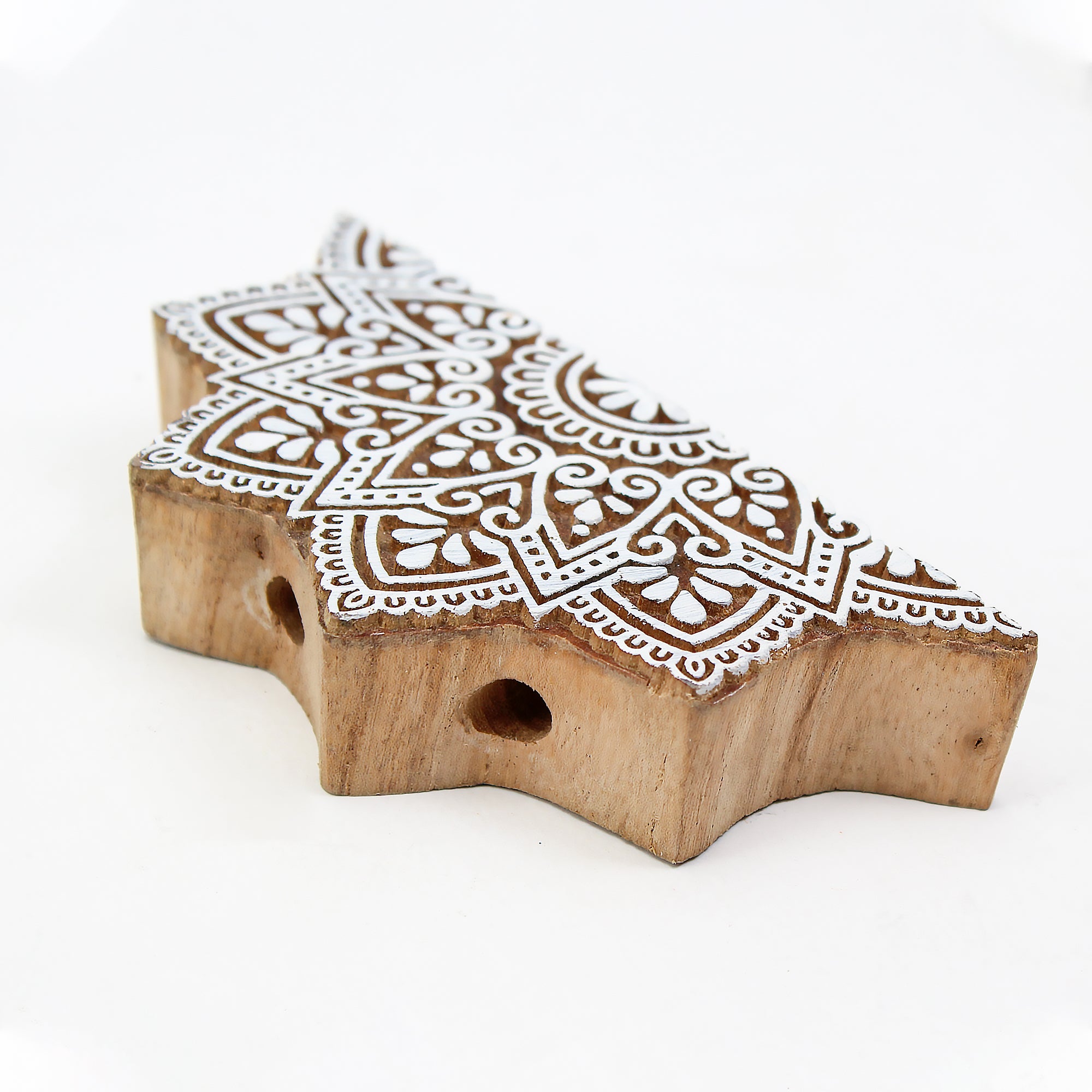 Hand Carved Wooden Printing Block Rising Sun Mandala W 2.25inch X L 5.5inch 1pc