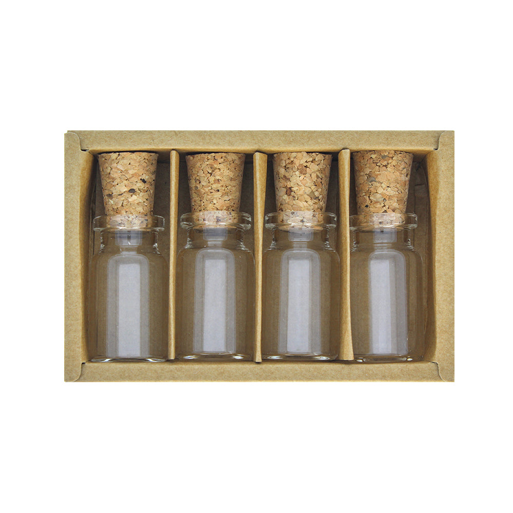 Little Birdie Glass Container with Cork Lid - 5ml, 4Pc