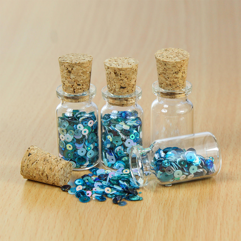 Little Birdie Glass Container with Cork Lid - 5ml, 4Pc