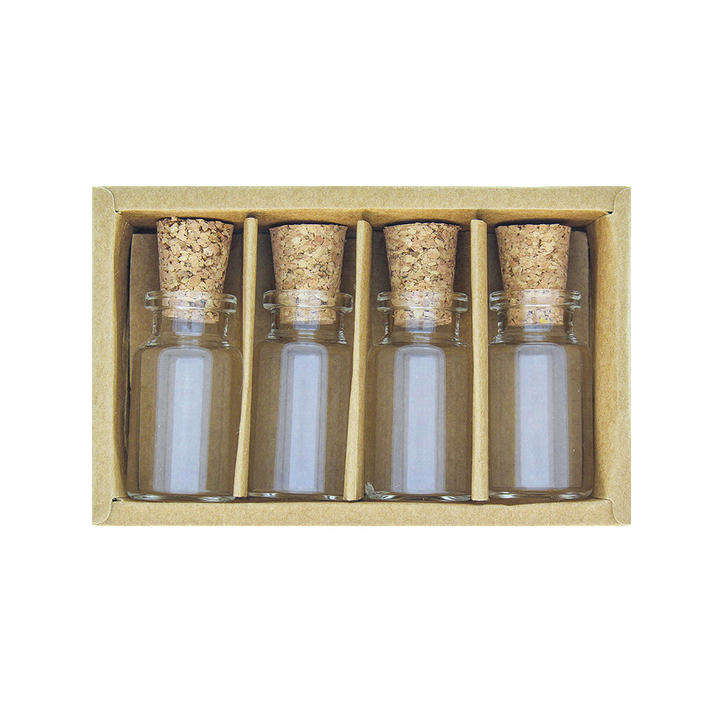 Little Birdie Glass Container with Cork Lid - 10ml, 4Pc