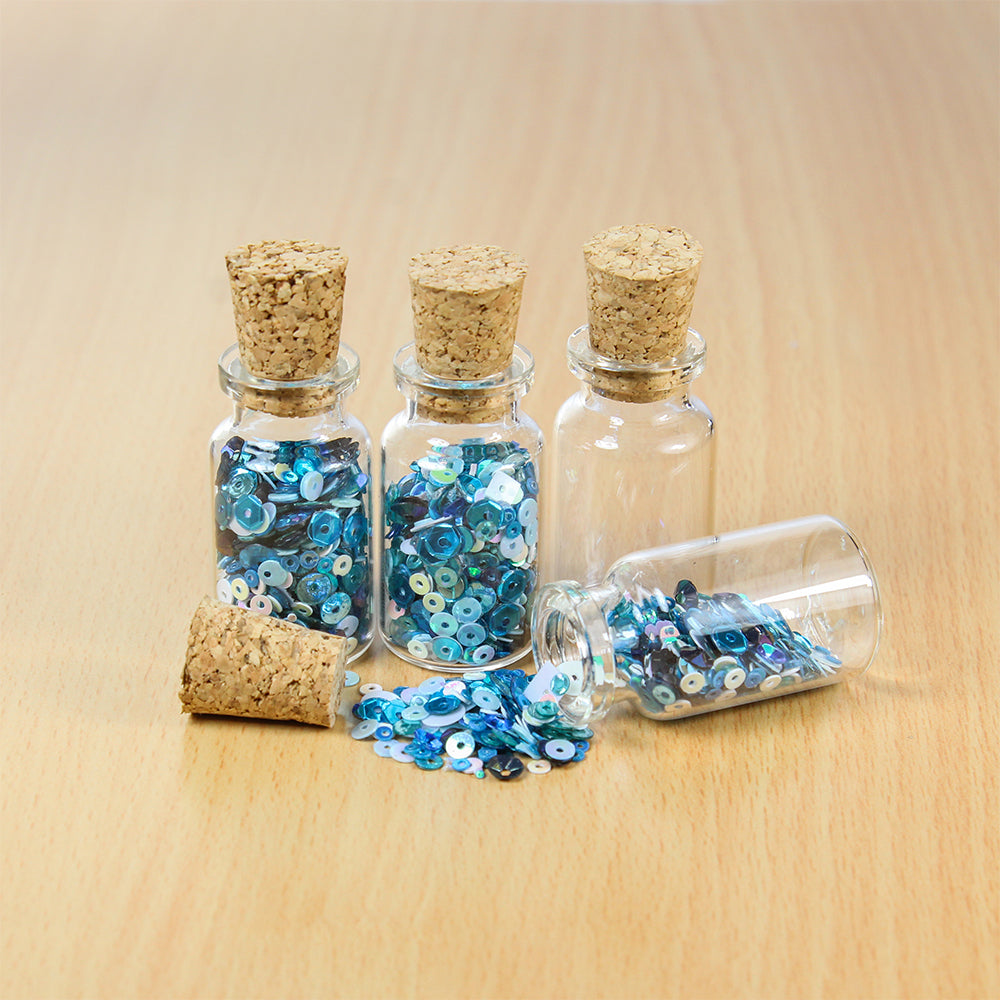 Little Birdie Glass Container with Cork Lid - 10ml, 4Pc