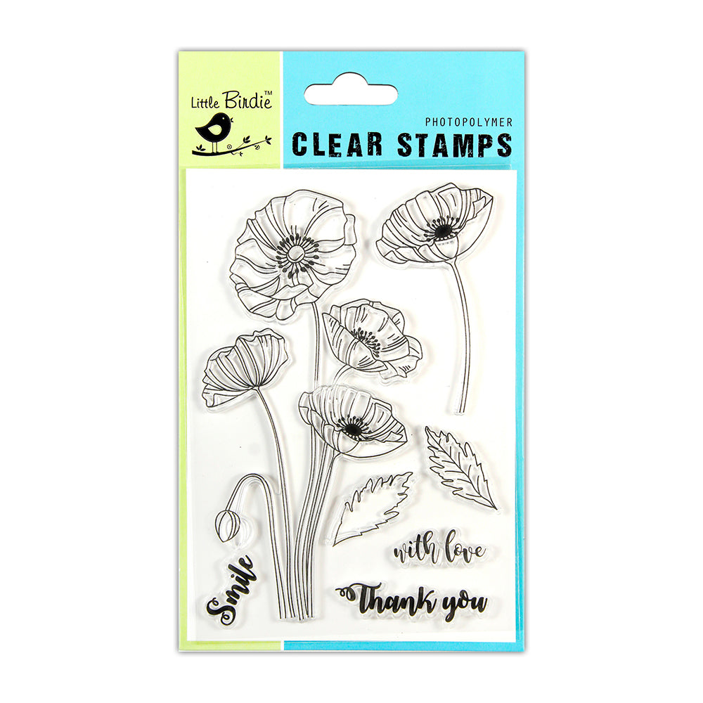 Clear Stamp Poppy Wishes 4.5Inch X 6.5Inch 7Pc Pbci Ib