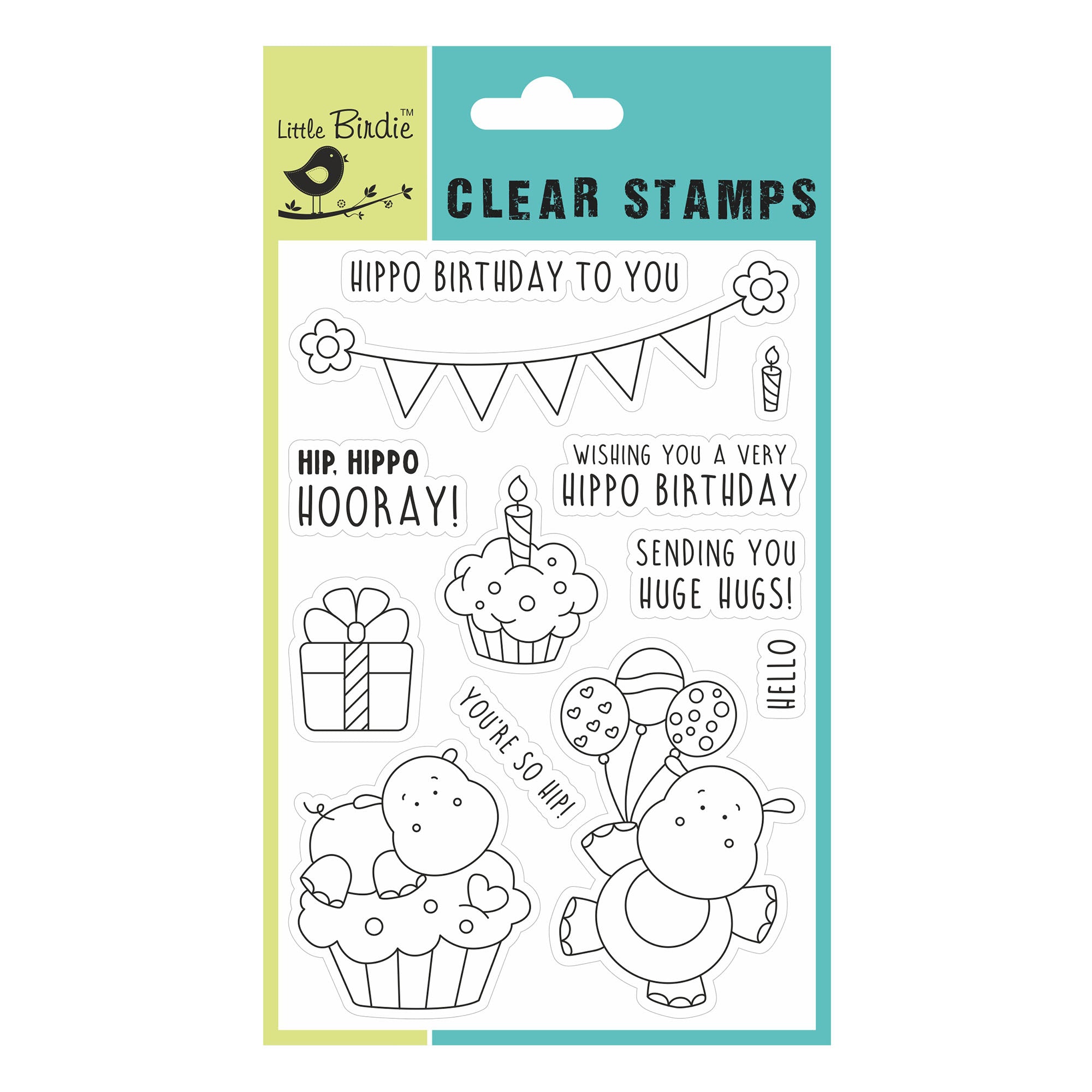 Clear Stamp- Hippo Hooray, 4.5 X 6.5, 12Pc