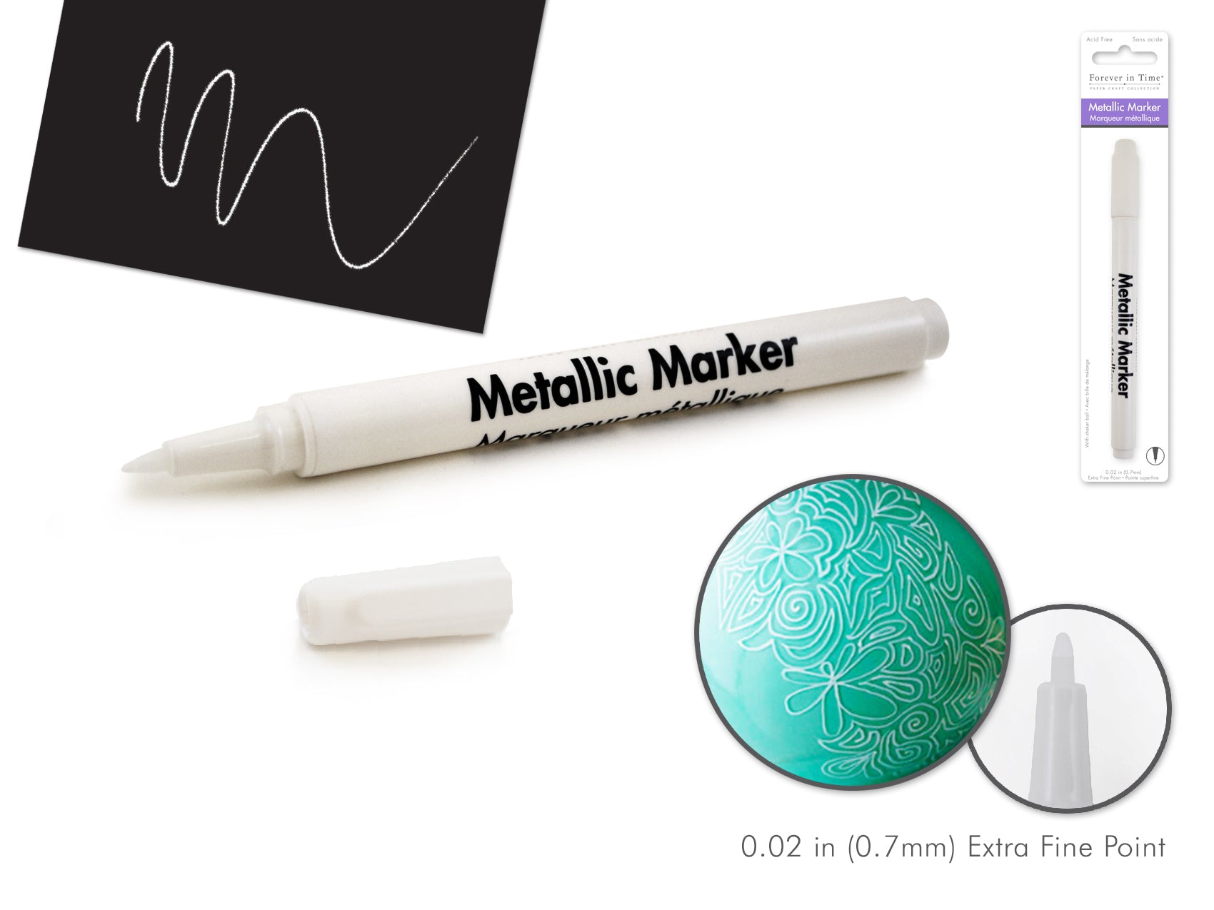 Metallic Marker 0.7Mm Extra Fine Point W Or Shaker Ball White Mc
