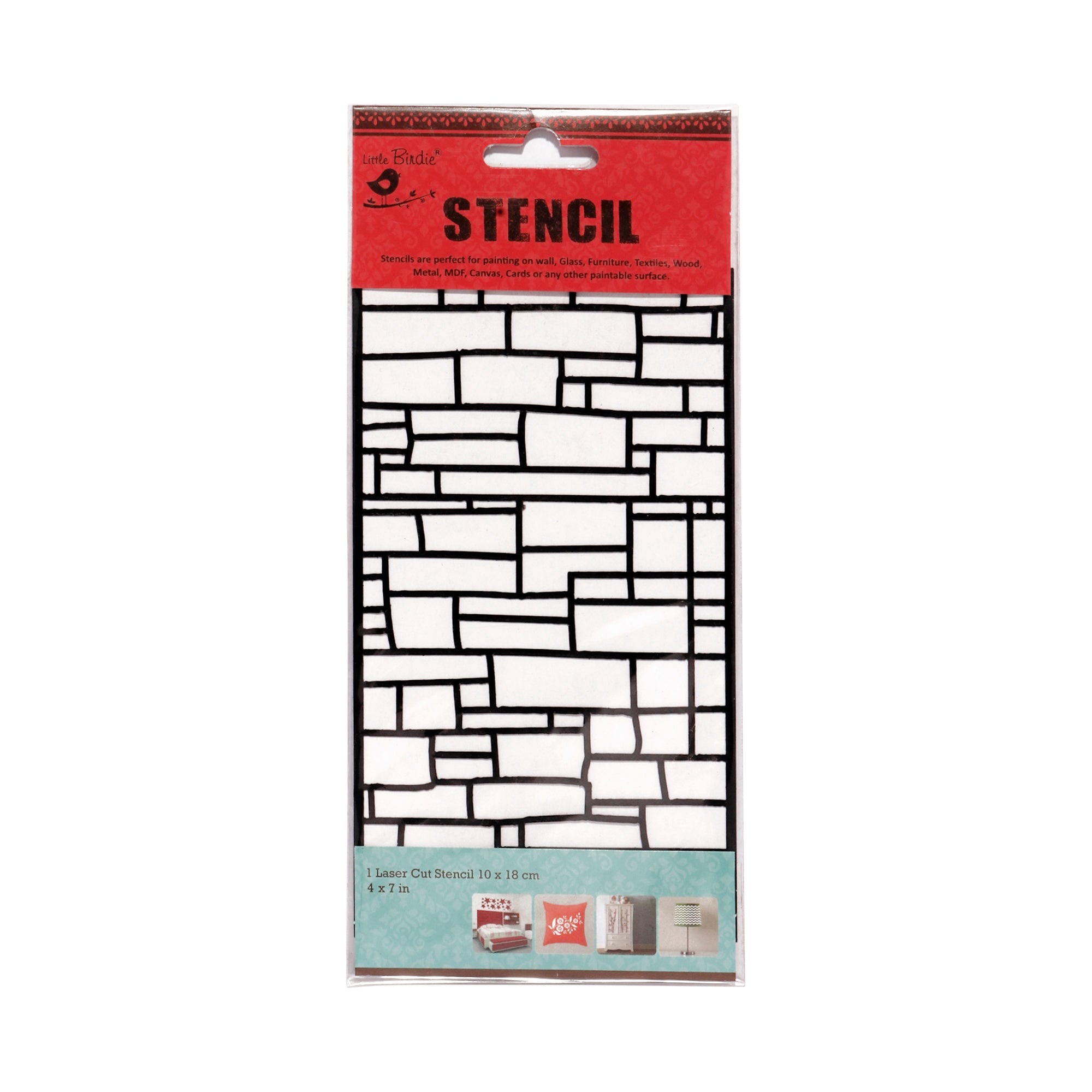 Stencil Rectangle Jumble Des 1 4in X 7in 1Pc