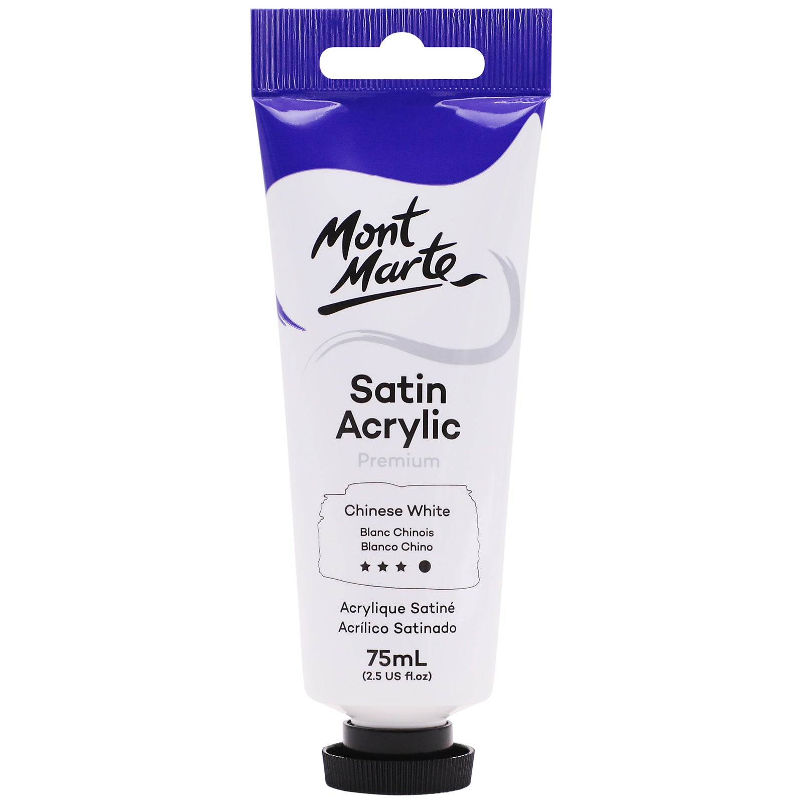 Mont Marte Premium Satin Acrylic Paint Chinese White Pmsa7502 75Ml Tube