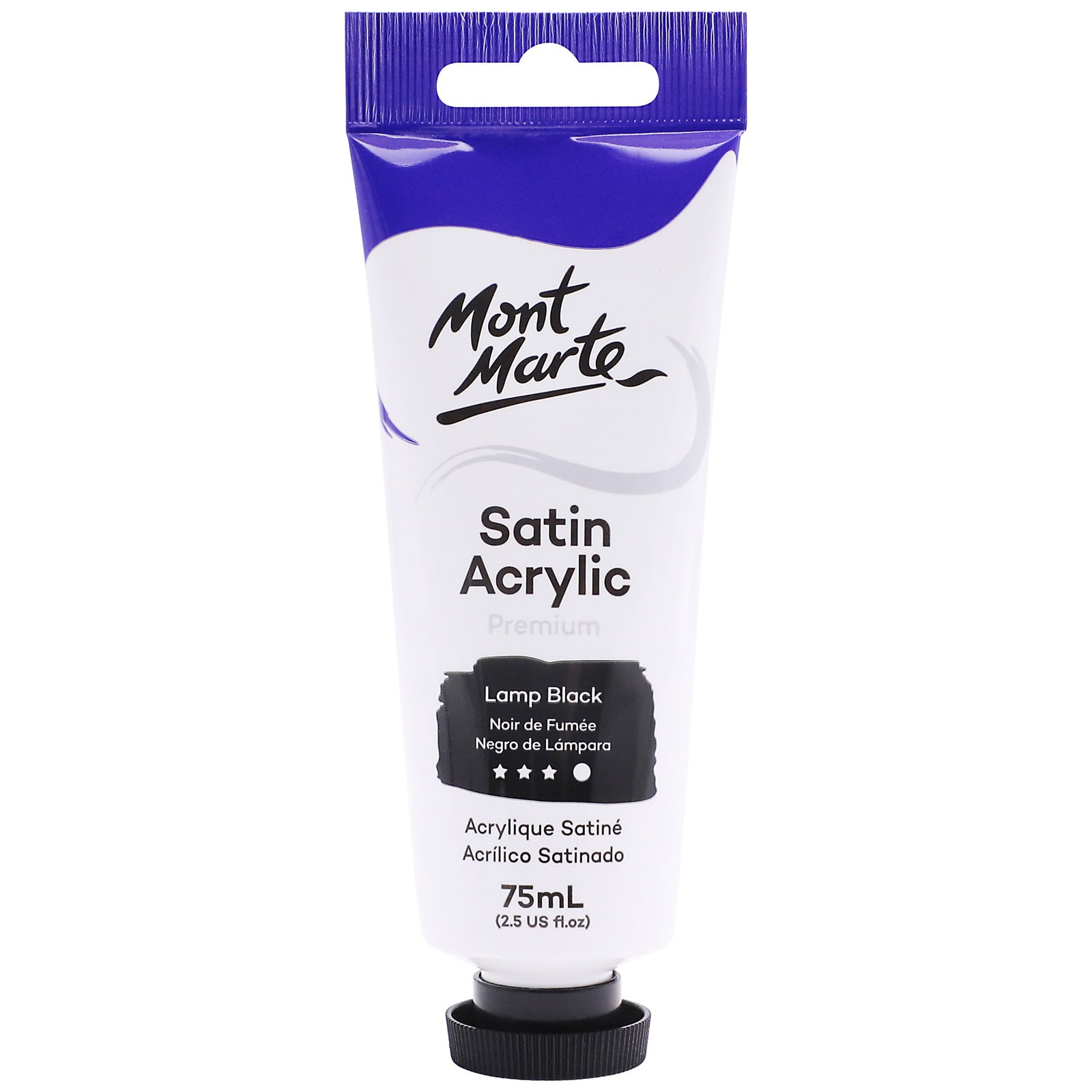 Mont Marte Premium Satin Acrylic Paint Lamp Black Pmsa7530 75Ml Tube