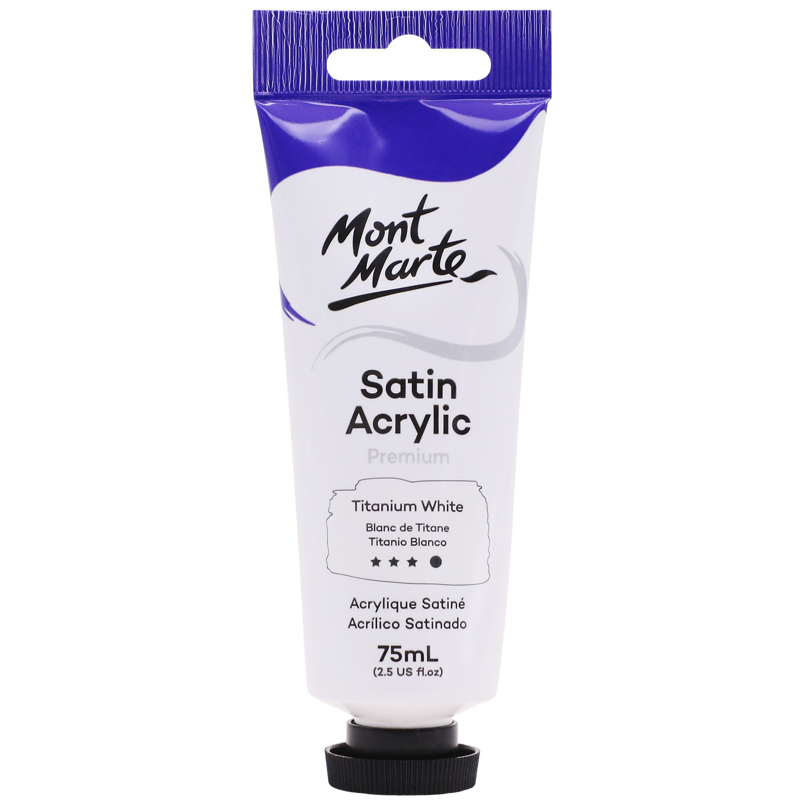 Mont Marte Premium Satin Acrylic Paint Titanium White Pmsa7501 75Ml Tube