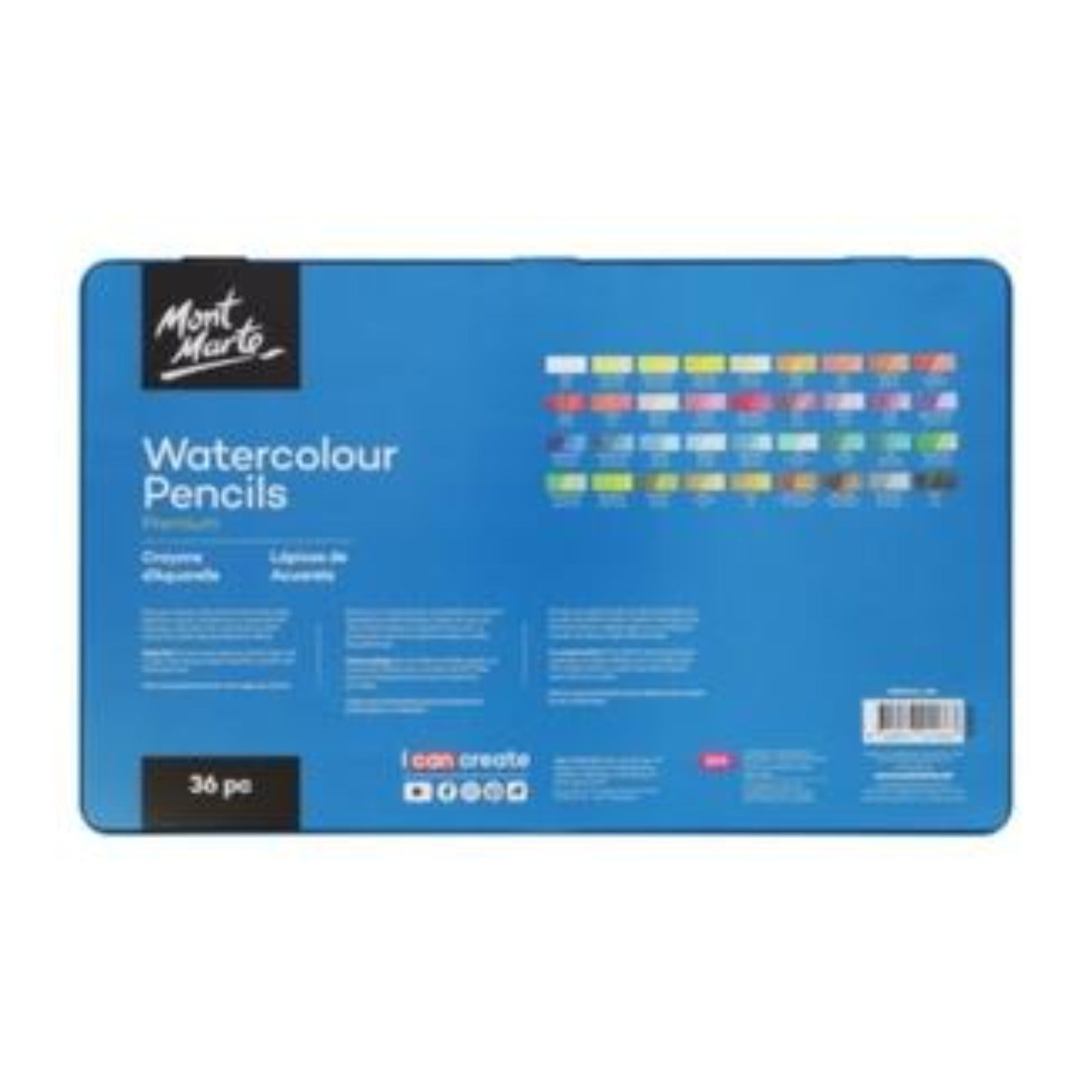 Mont Marte Premium Watercolour Pencils In Tin Mpn0113 36Pc