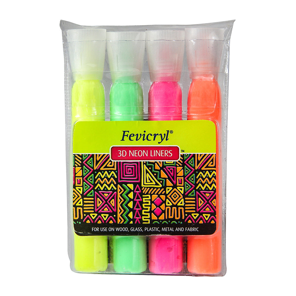 Fevicryl 3D Neon Liners Kit 4Colours X 20Ml Each Tube