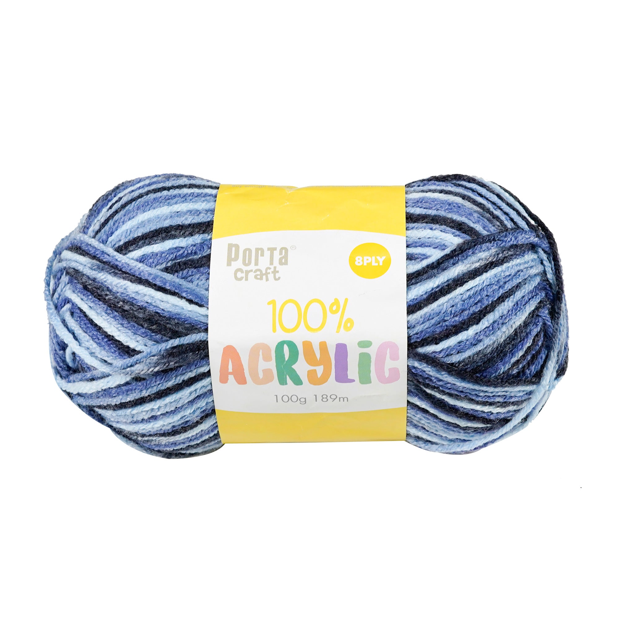 Porta Craft Acrylic Yarn 100% 100Gm 189M 8Ply Multi Sapphire - VC