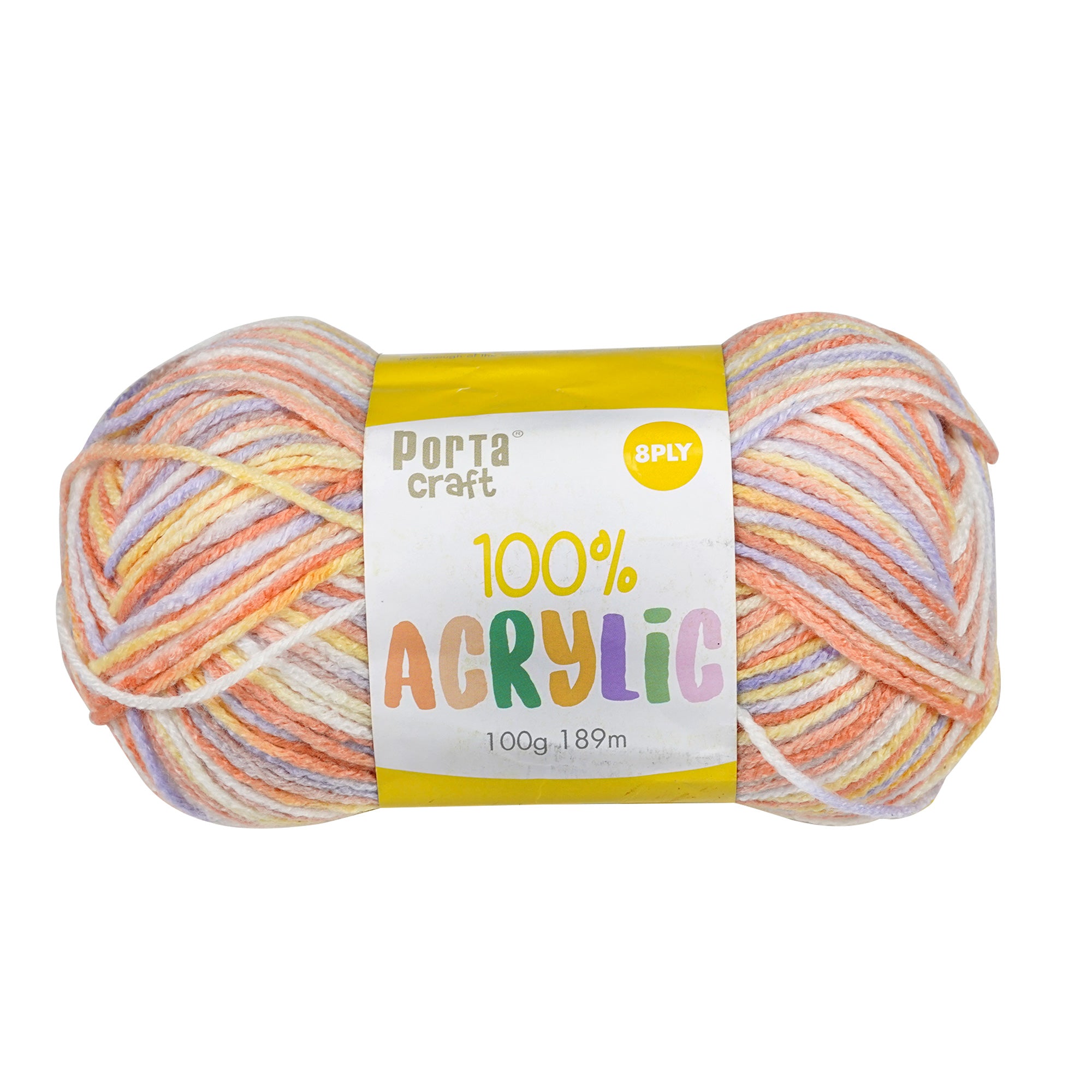 Porta Craft Acrylic Yarn 100% 100Gm 189M 8Ply Multi Applejack