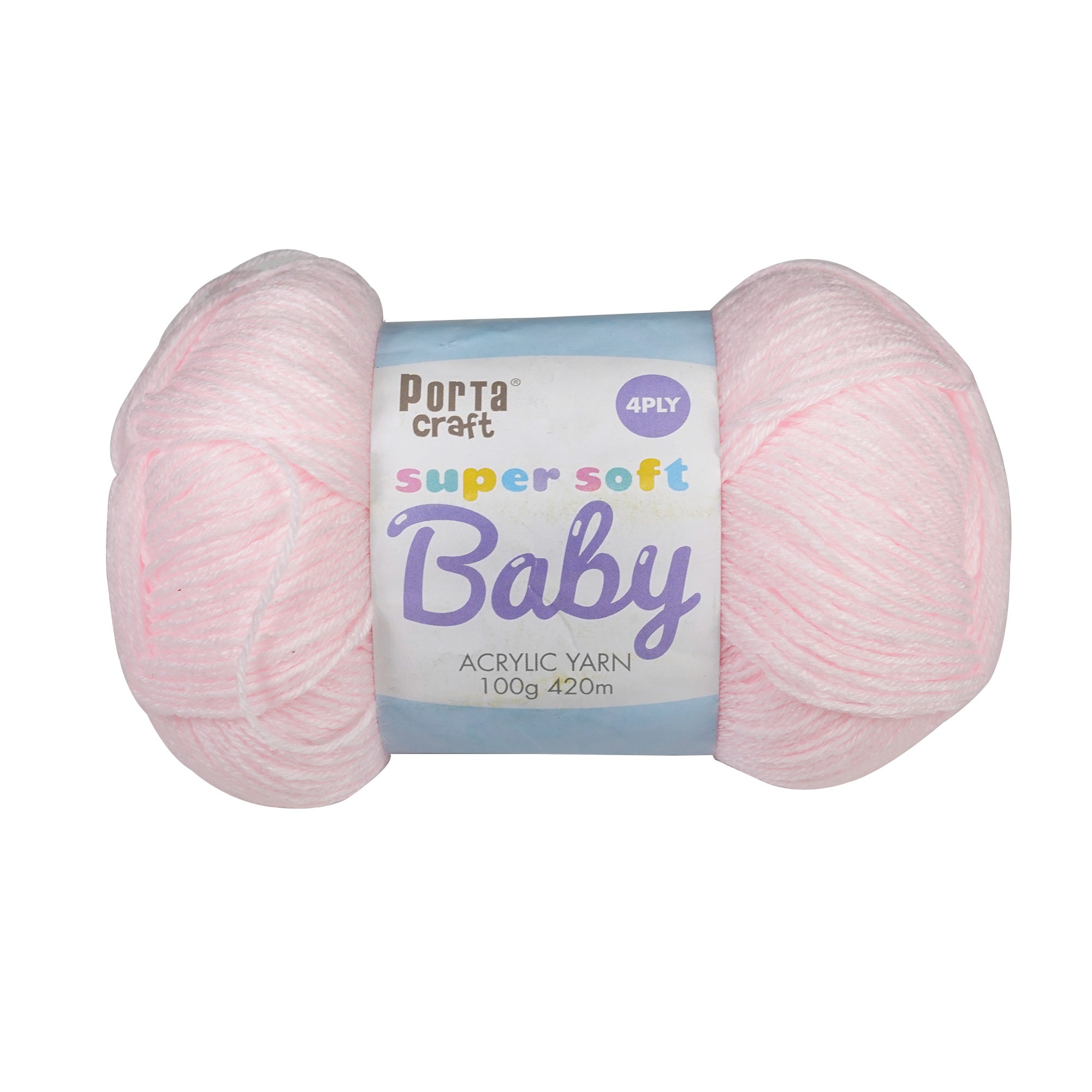 Porta Craft Super Soft Baby Acrylic Yarn 100% 100Gm 420M 4Ply Baby Pink