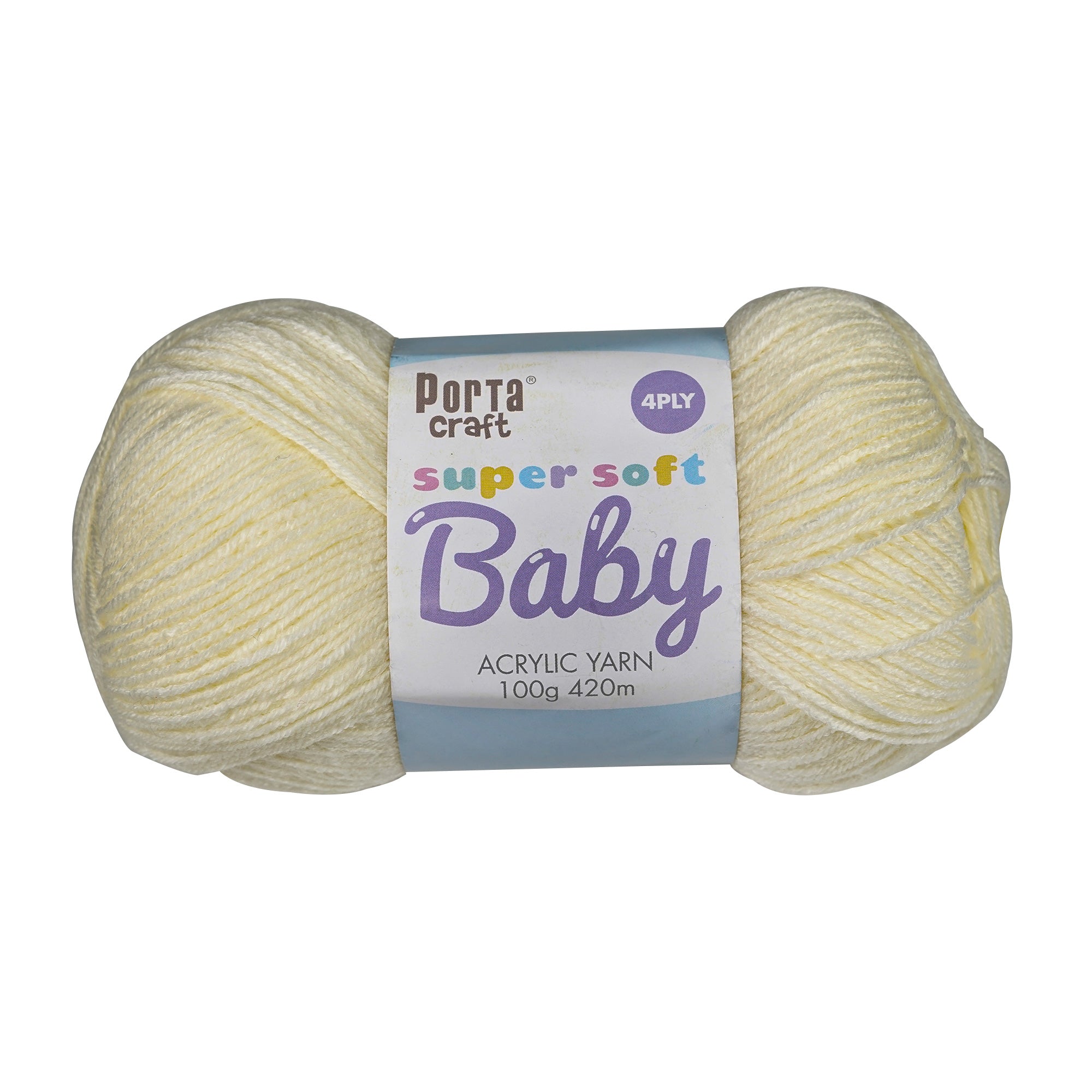 Porta Craft Super Soft Baby Acrylic Yarn 100% 100Gm 420M 4Ply Cream