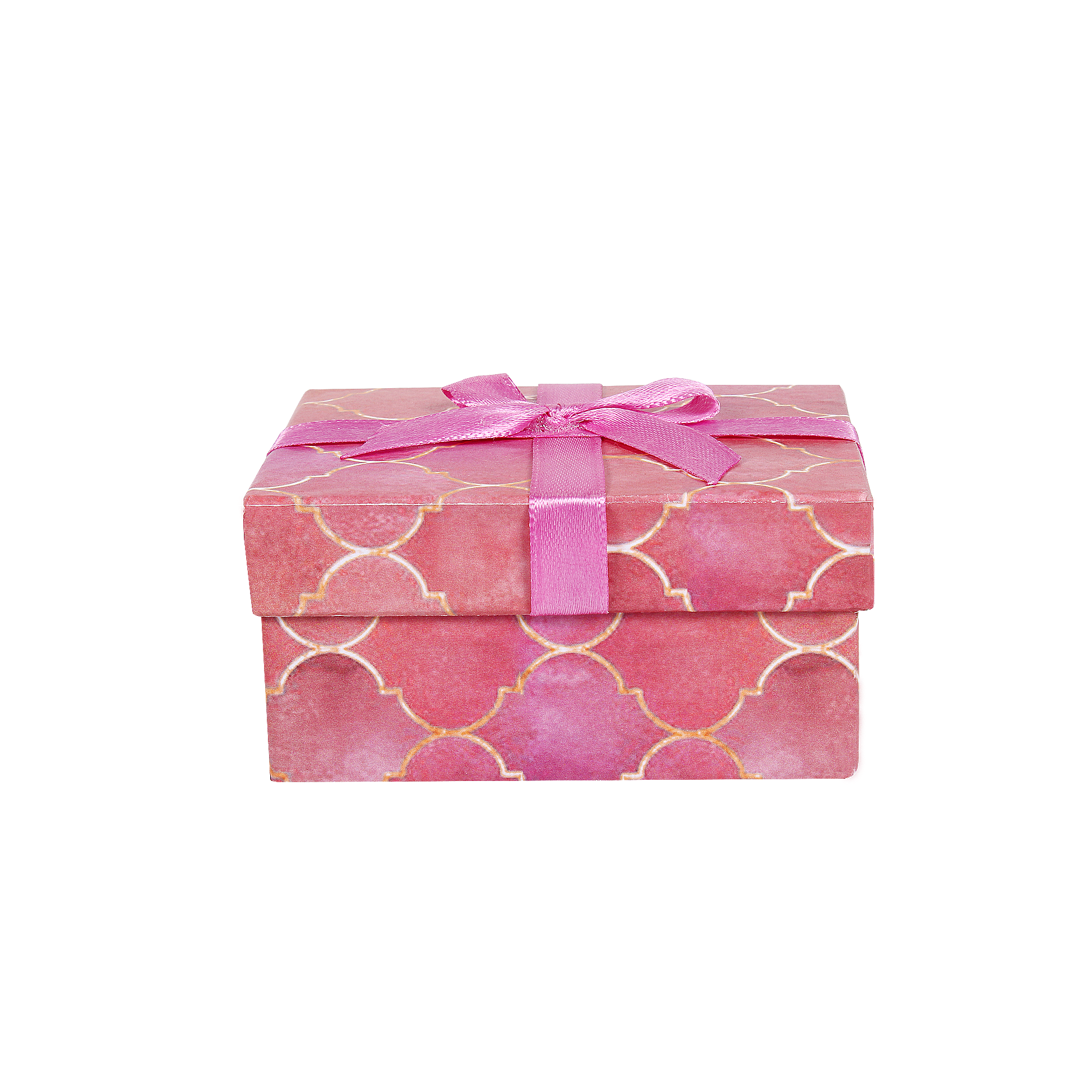 Gift Box With Bow Moroccan Trellis Rosy Shimmer L10.5 X W8 X D5.4Cm 1Pc Gol