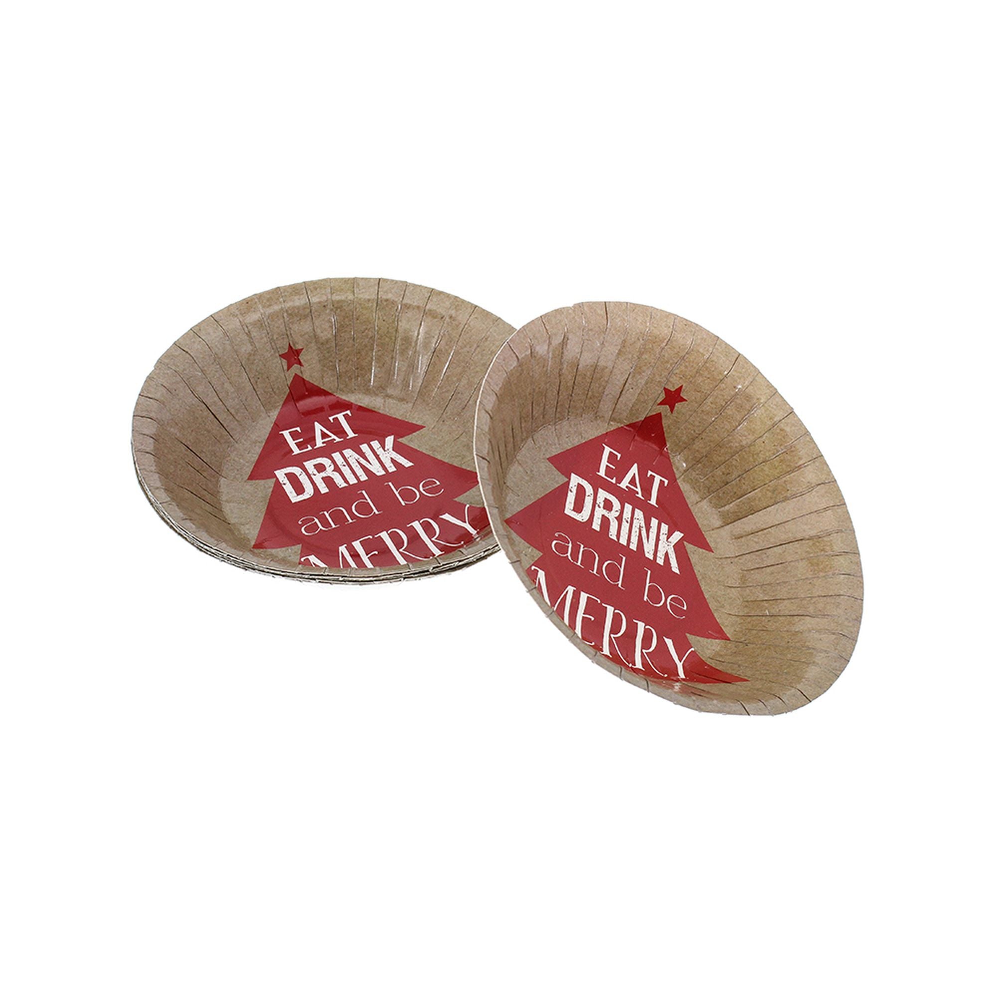 Christmas Paper Bowls Eat Drink & Be Merry 6Pcs