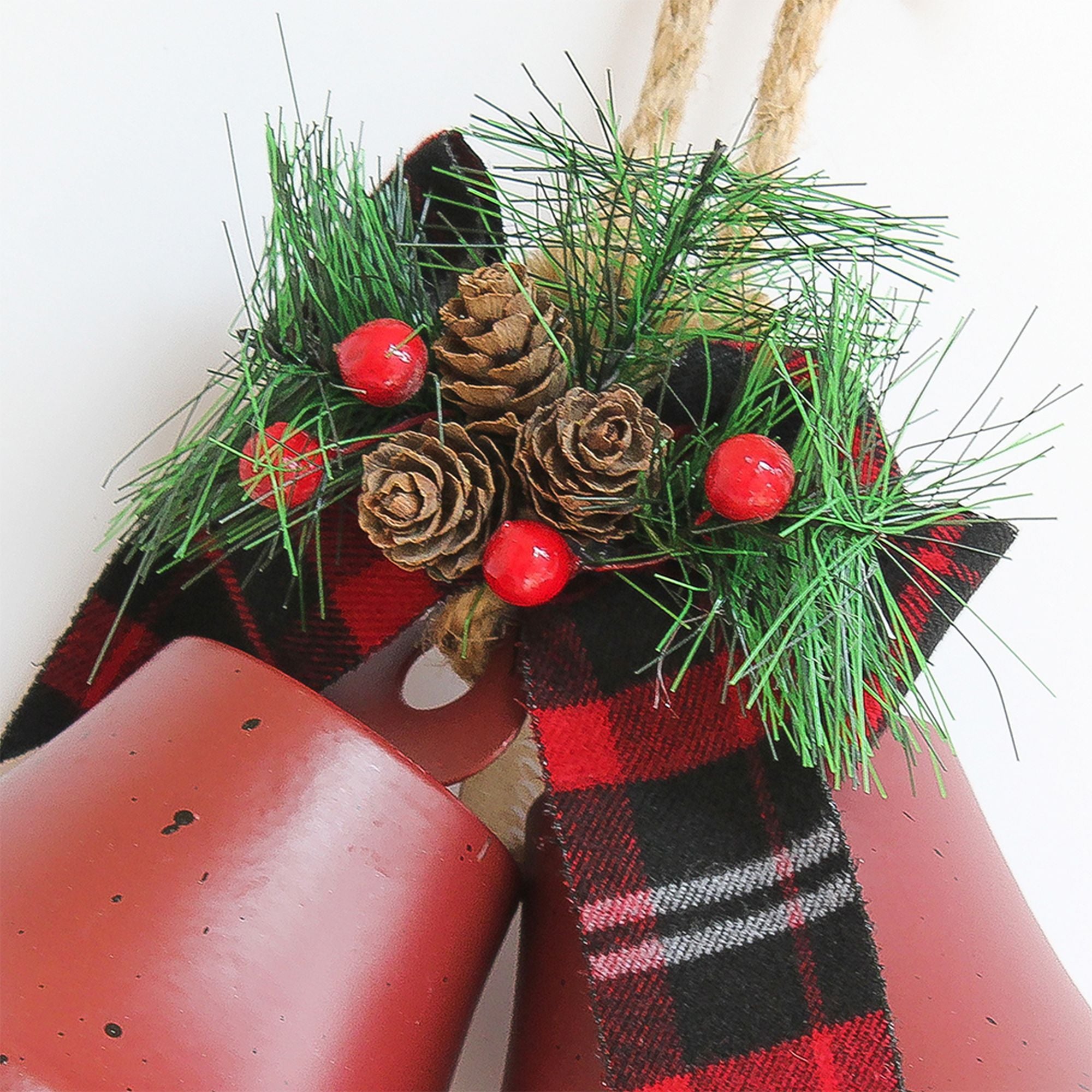 Rustic Twin Bells Red