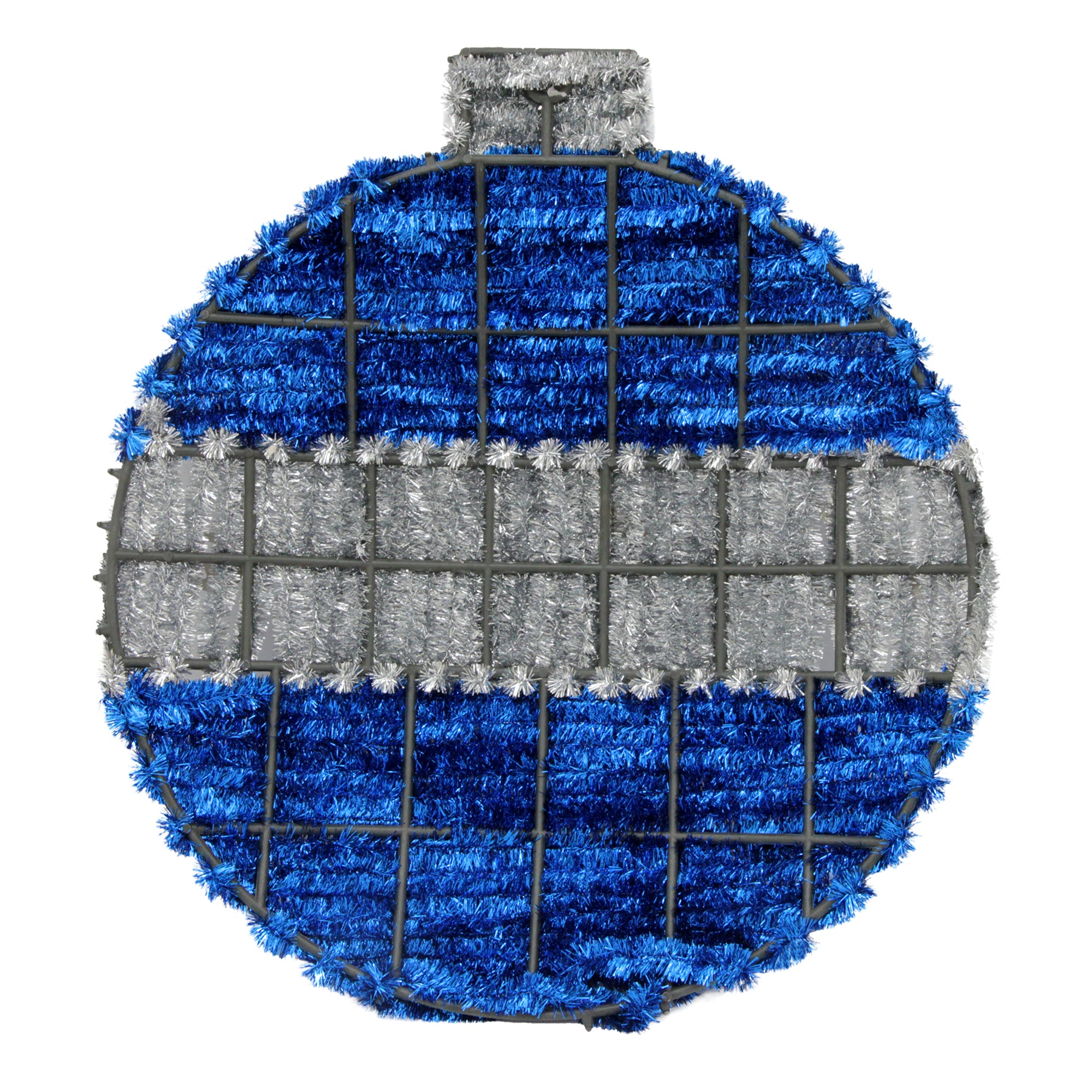 Tinsel Bauble Merry Christmas Blue & Silver 1pc