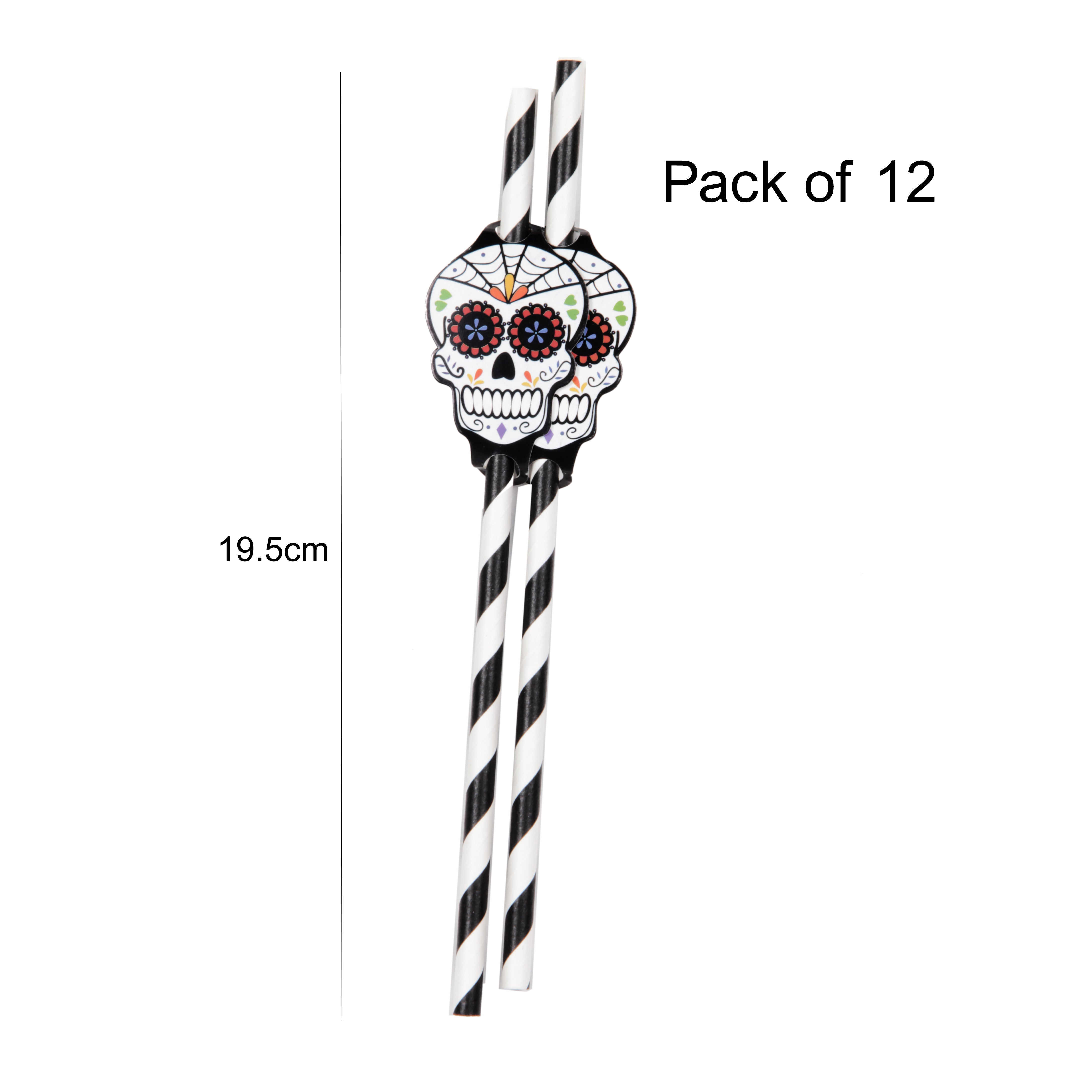 Party Straws - Day of the Dead 12pcs