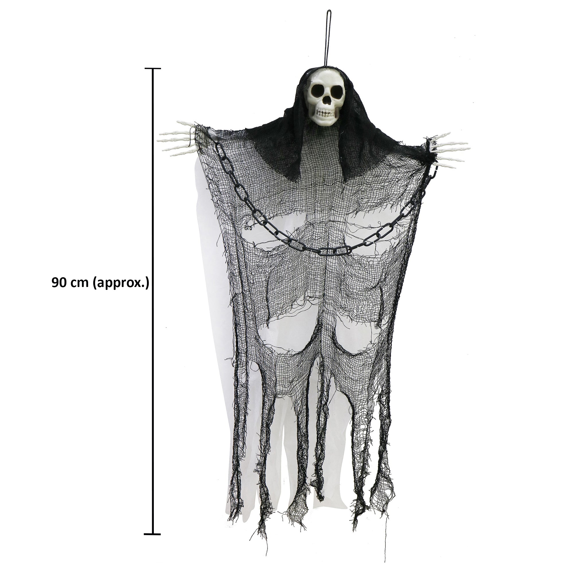 Skeleton Hanging Reaper With Chain 90cm White