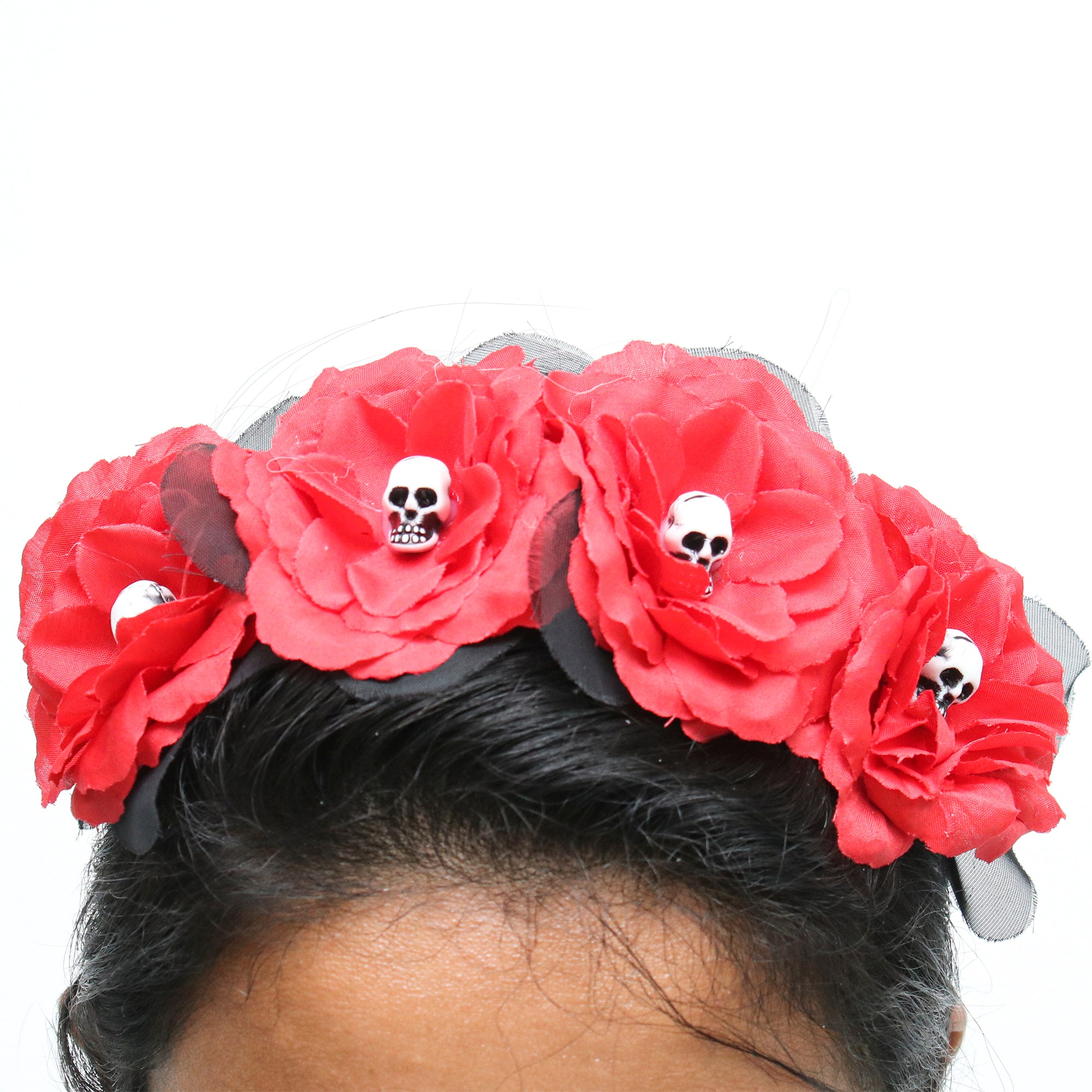 Halloween Hairband With Skull Red