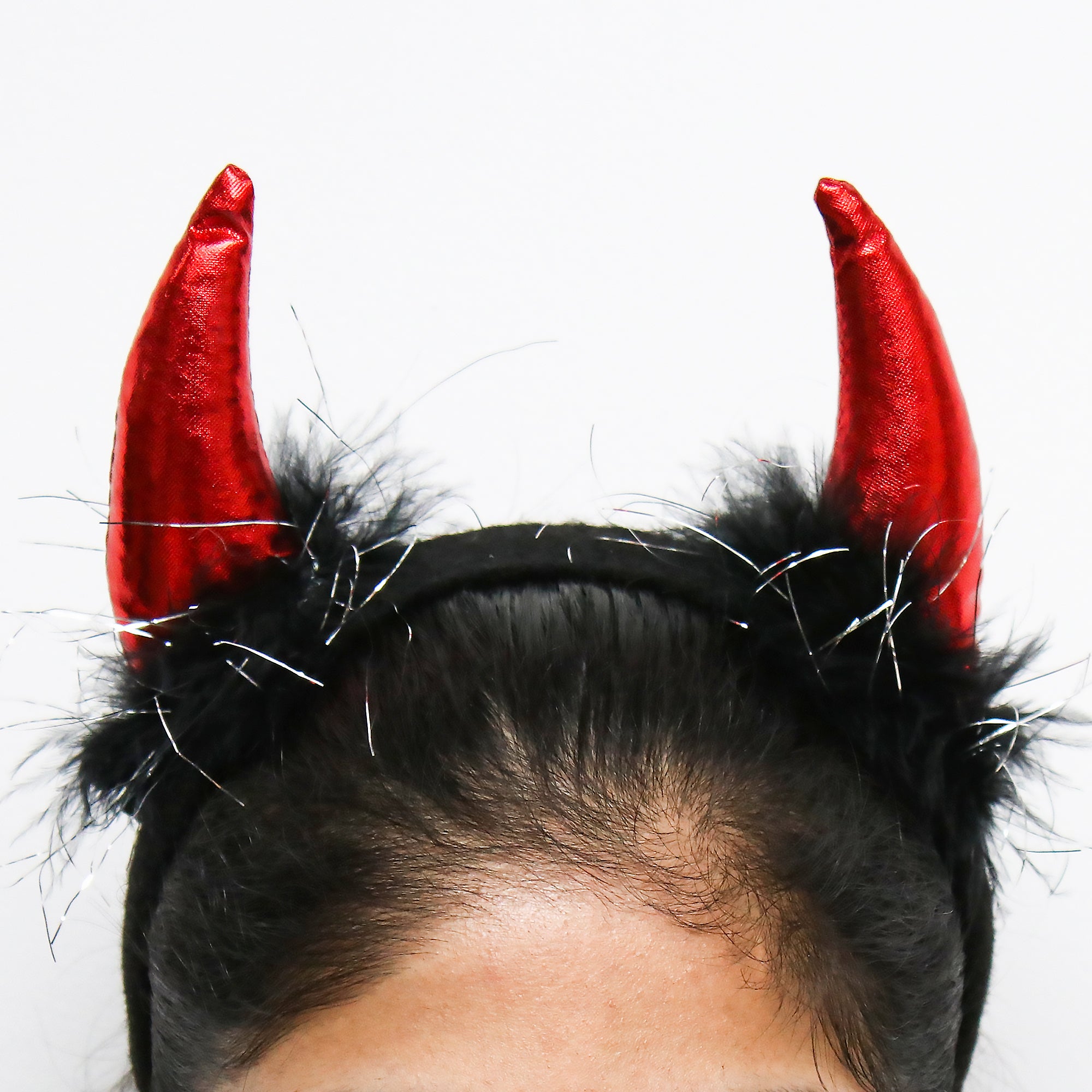 Devil Headband Velvet Horn Red