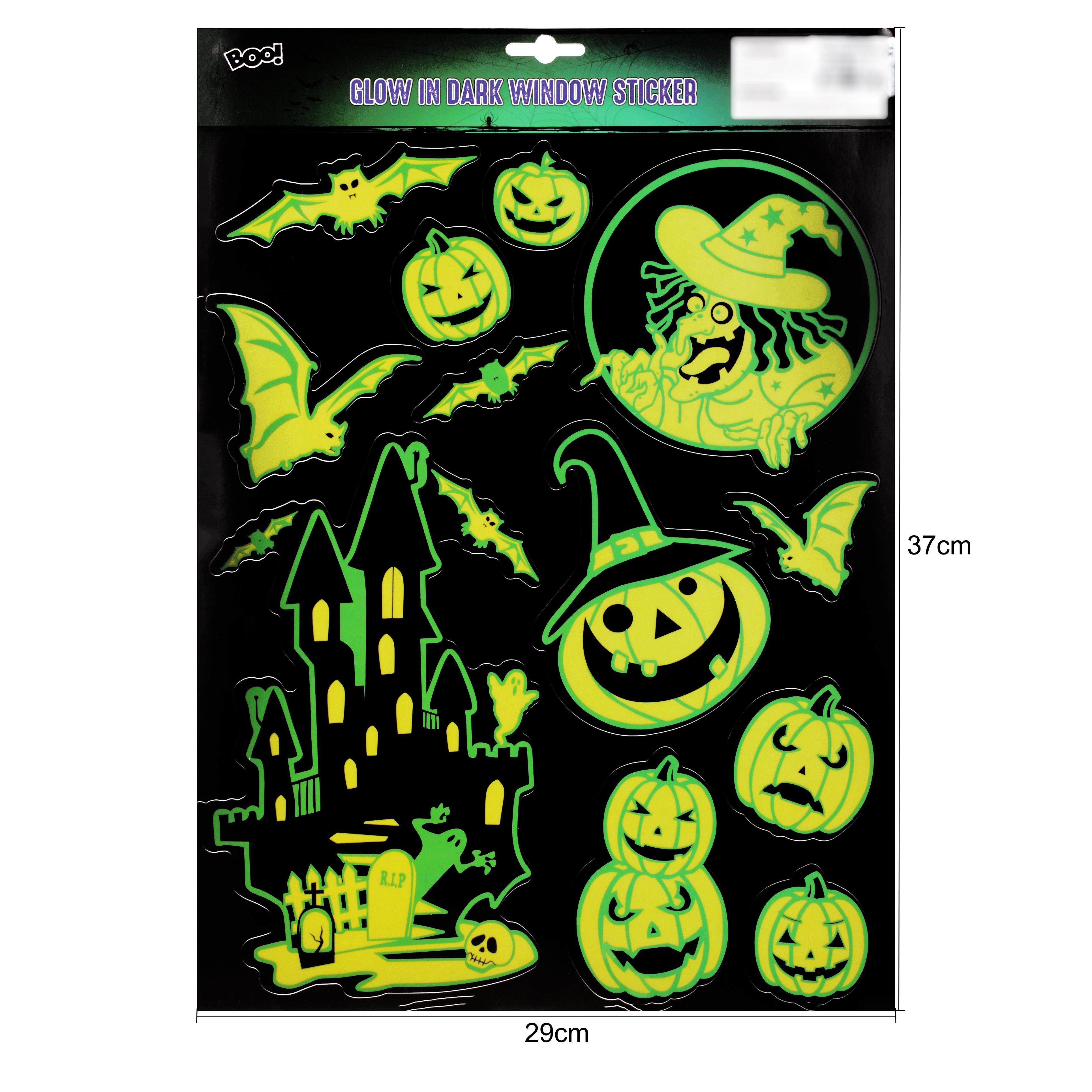 Glow in the Dark - Window Stickers Assorted design 30cm 1sheet