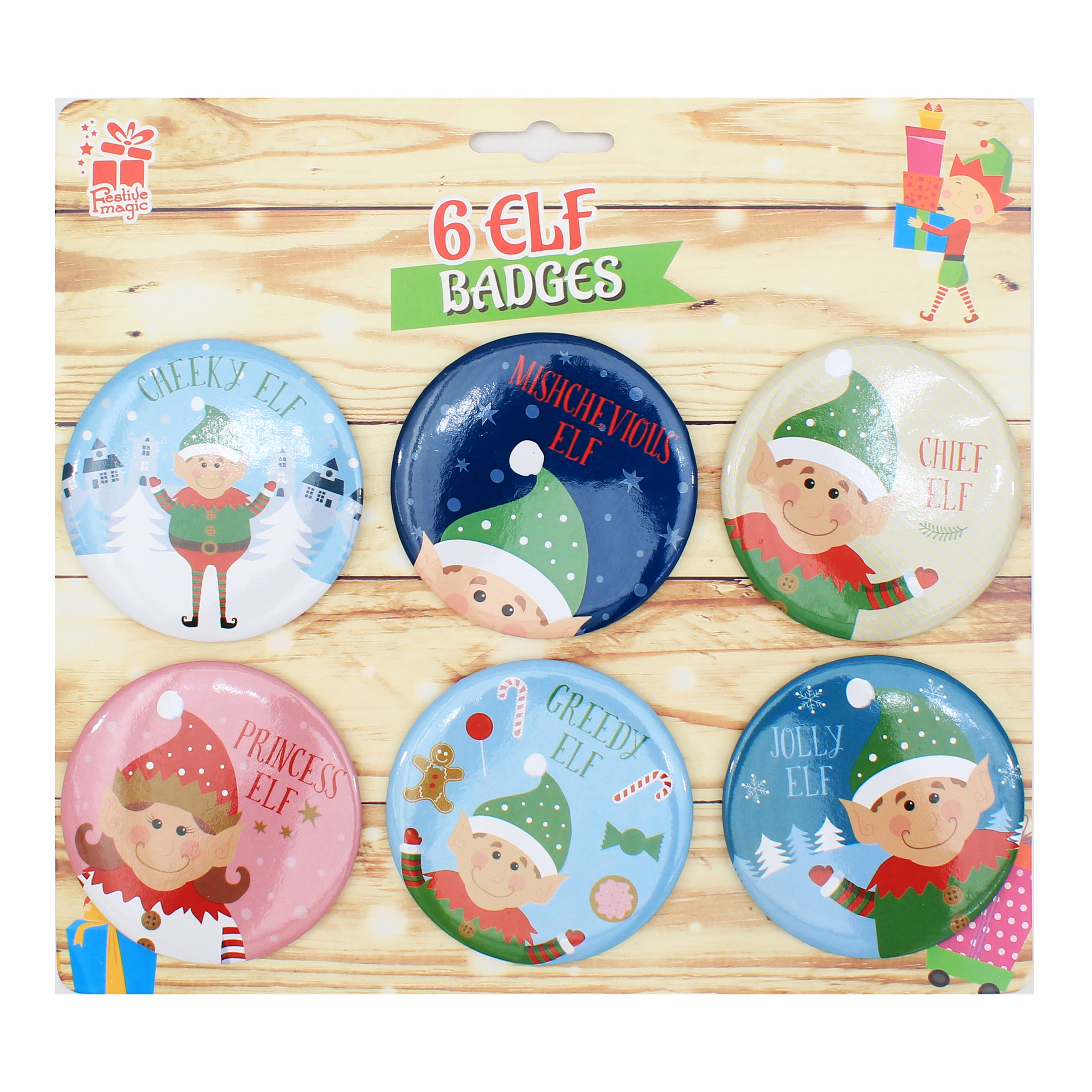 Christmas Elf Badges - 6 Designs, 1pack