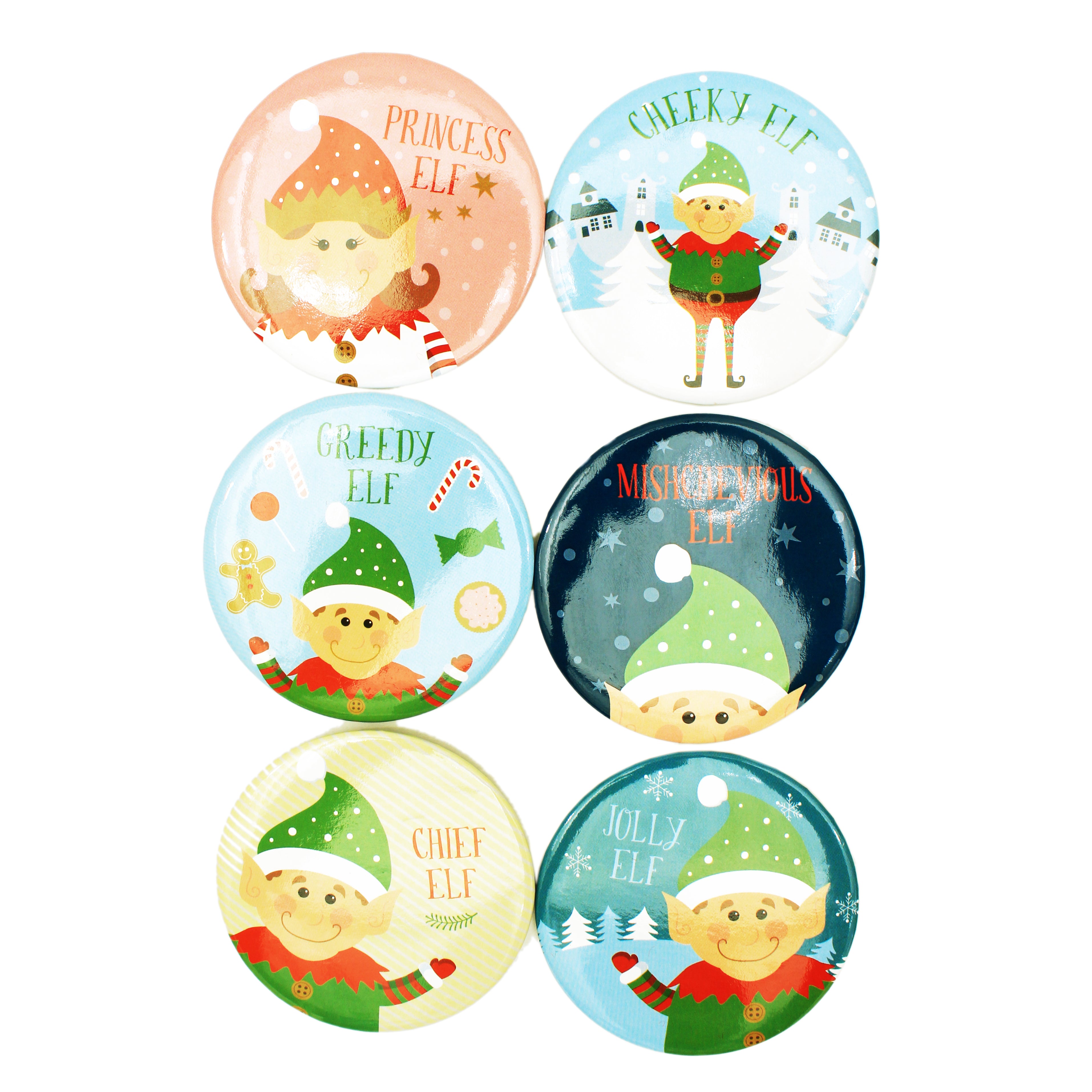 Christmas Elf Badges - 6 Designs, 1pack