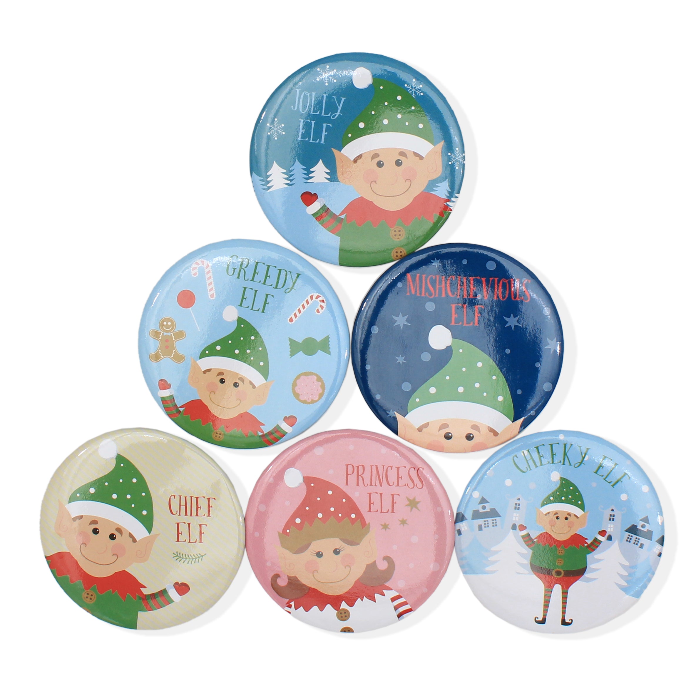 Christmas Elf Badges - 6 Designs, 1pack