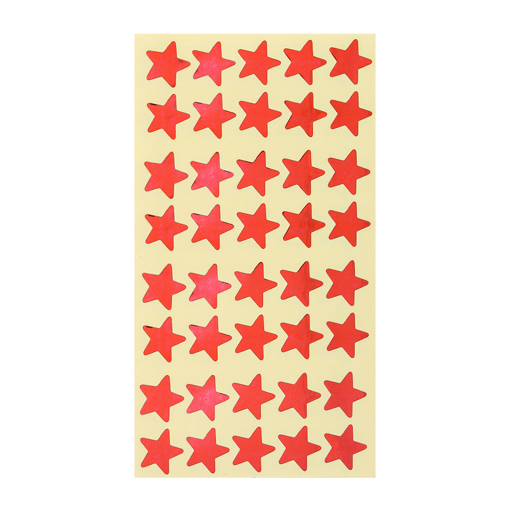 Foil Stickers - Stars - Red, 13mm, 200Pc