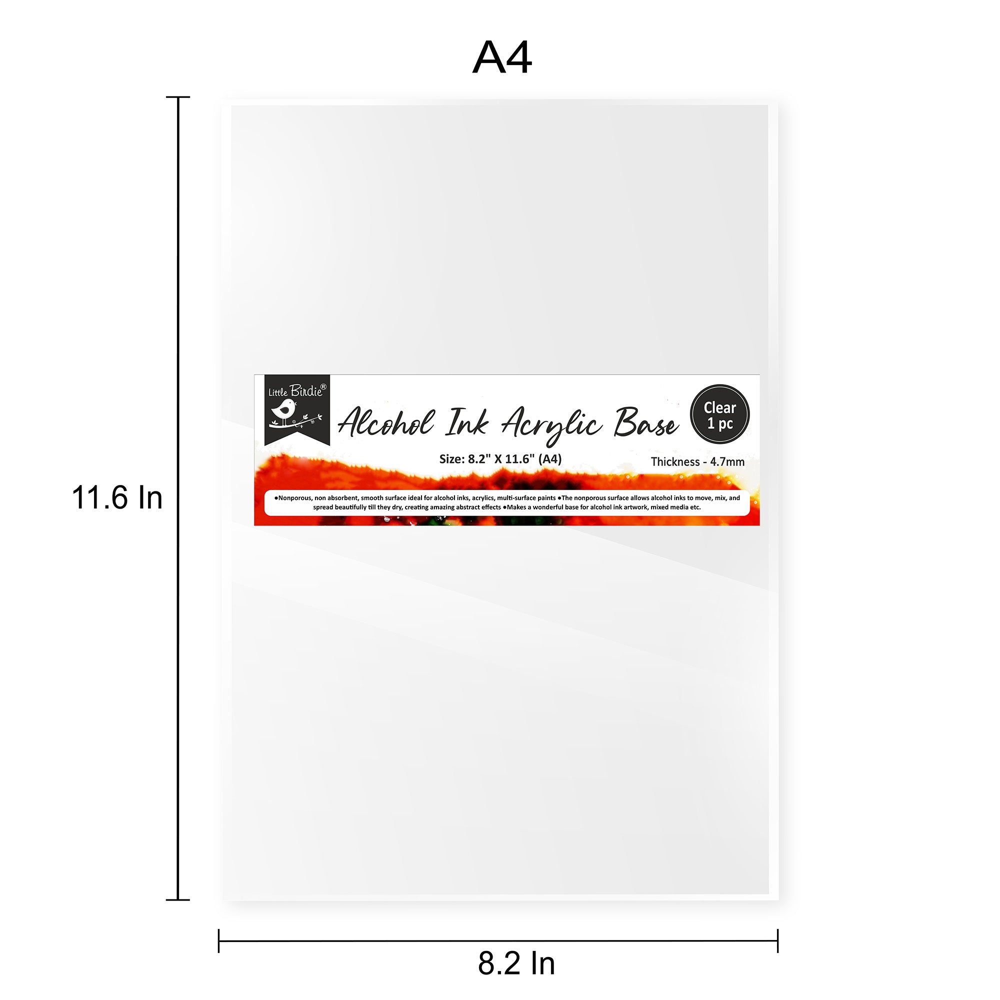 Acrylic Base Clear 3.7Mm Thickness A4 1Pc Shrink Lb