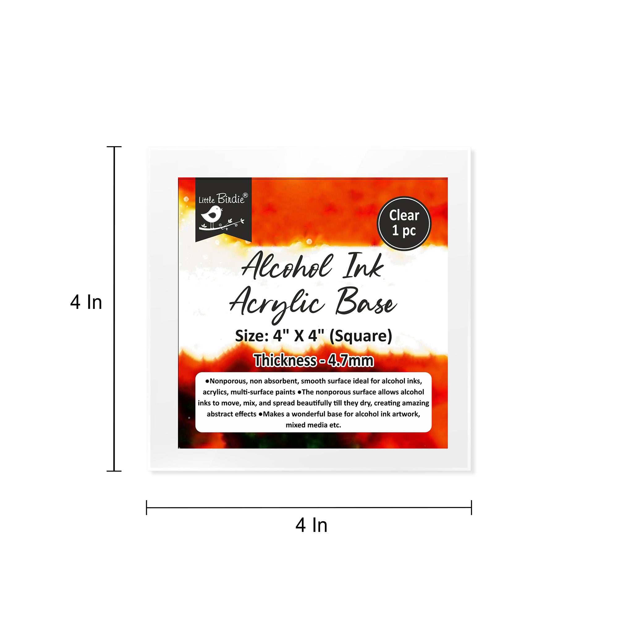 Acrylic Base Clear 3.7Mm Thickness 4Inch X 4Inch 1Pc Shrink Lb