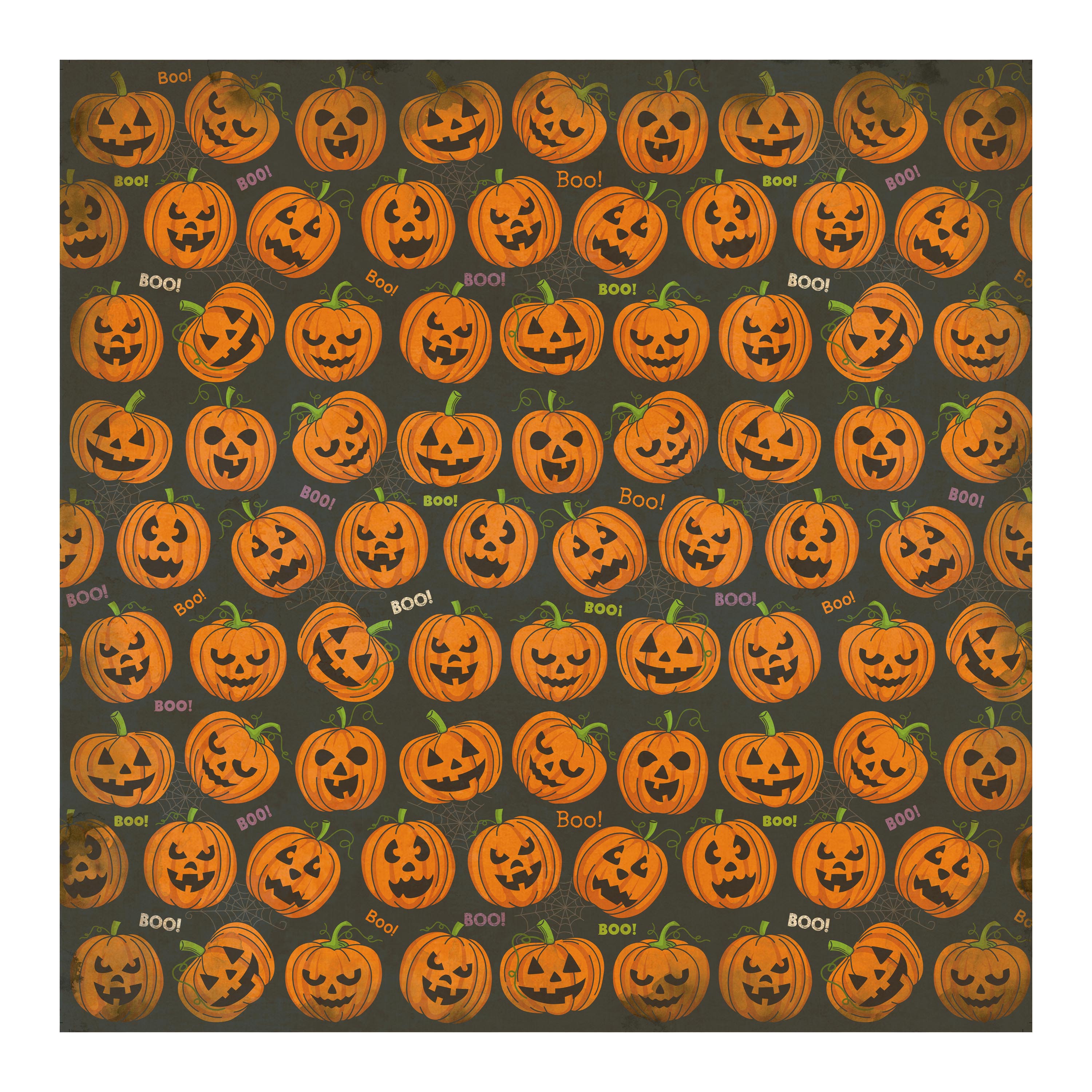 12 x12 inch Printed Cardstock pack- Halloween, 12 Sheets, 12 Designs, 250 gsm