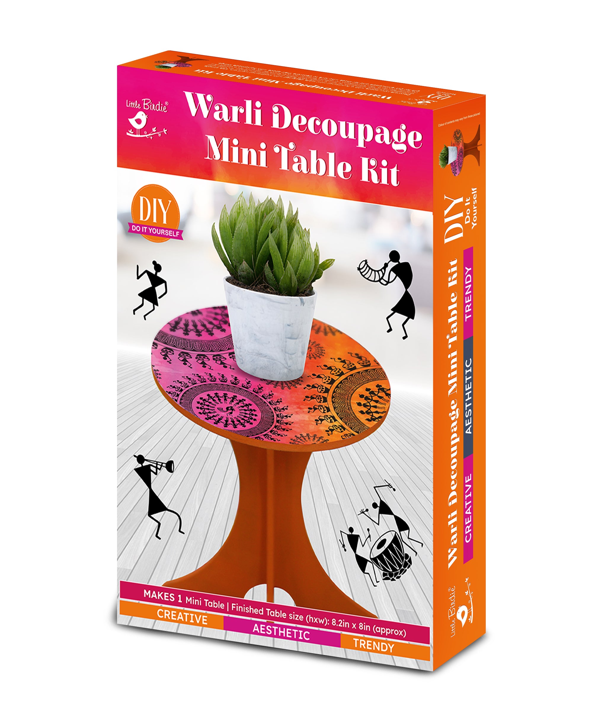 Diy Warli Decoupage Mini Table Kit 1Box Lb