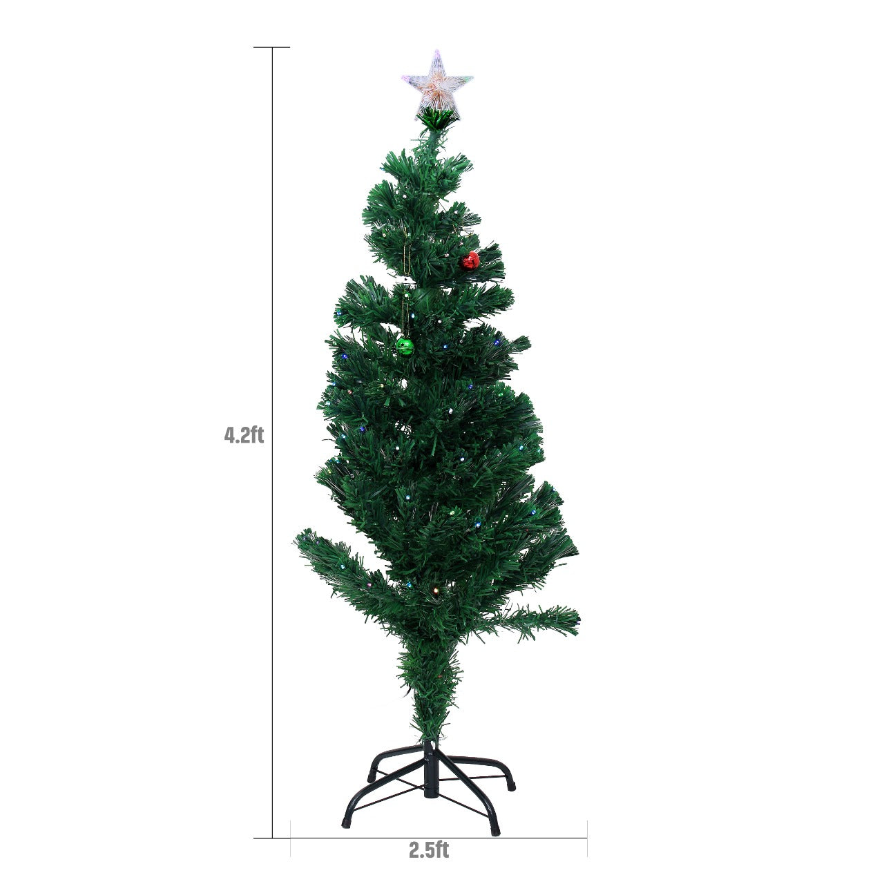 X-Mas Fiber Tree W/Optic Star Light W/LED 120cm 1pc