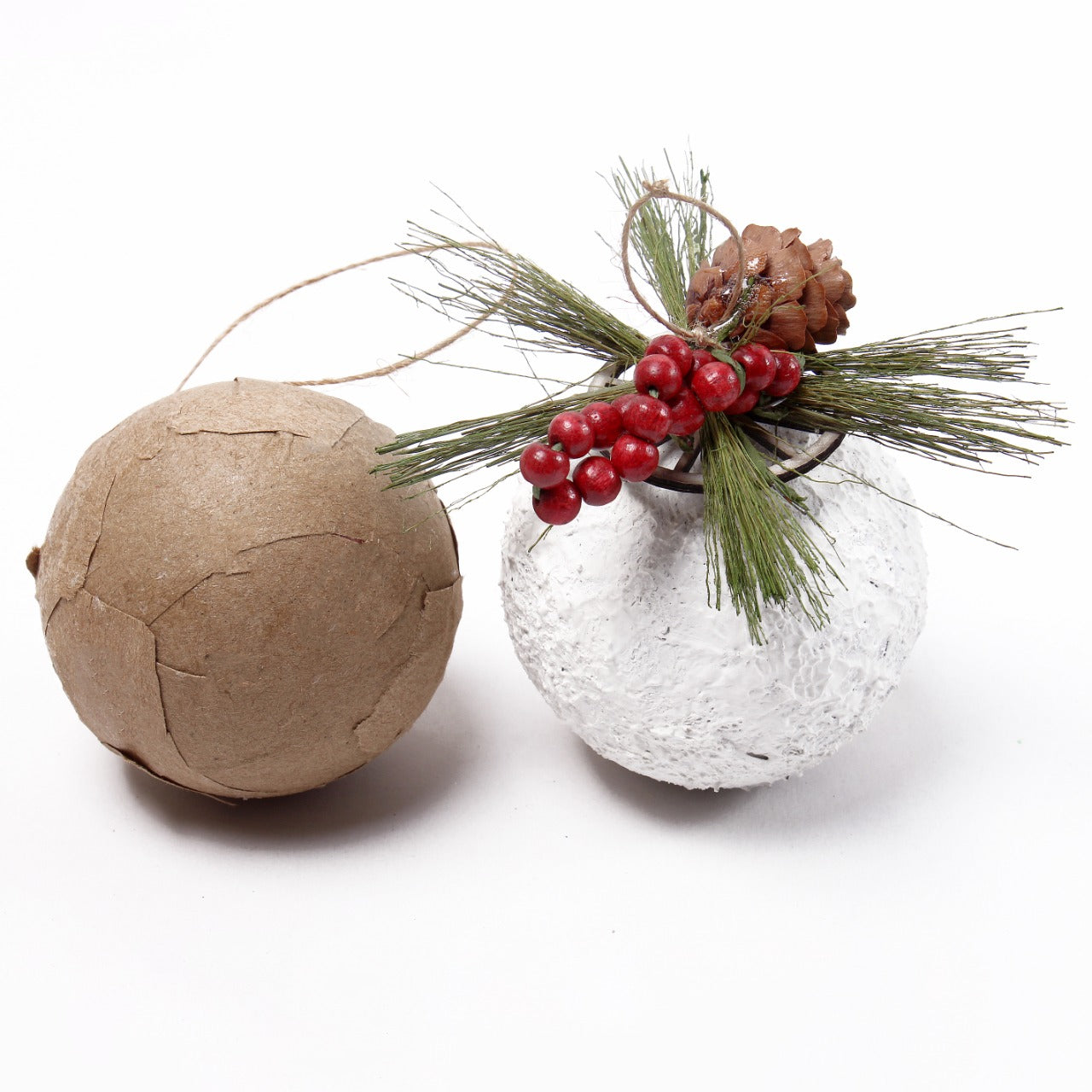 Paper Mache Baubles 5cm dia 6pc