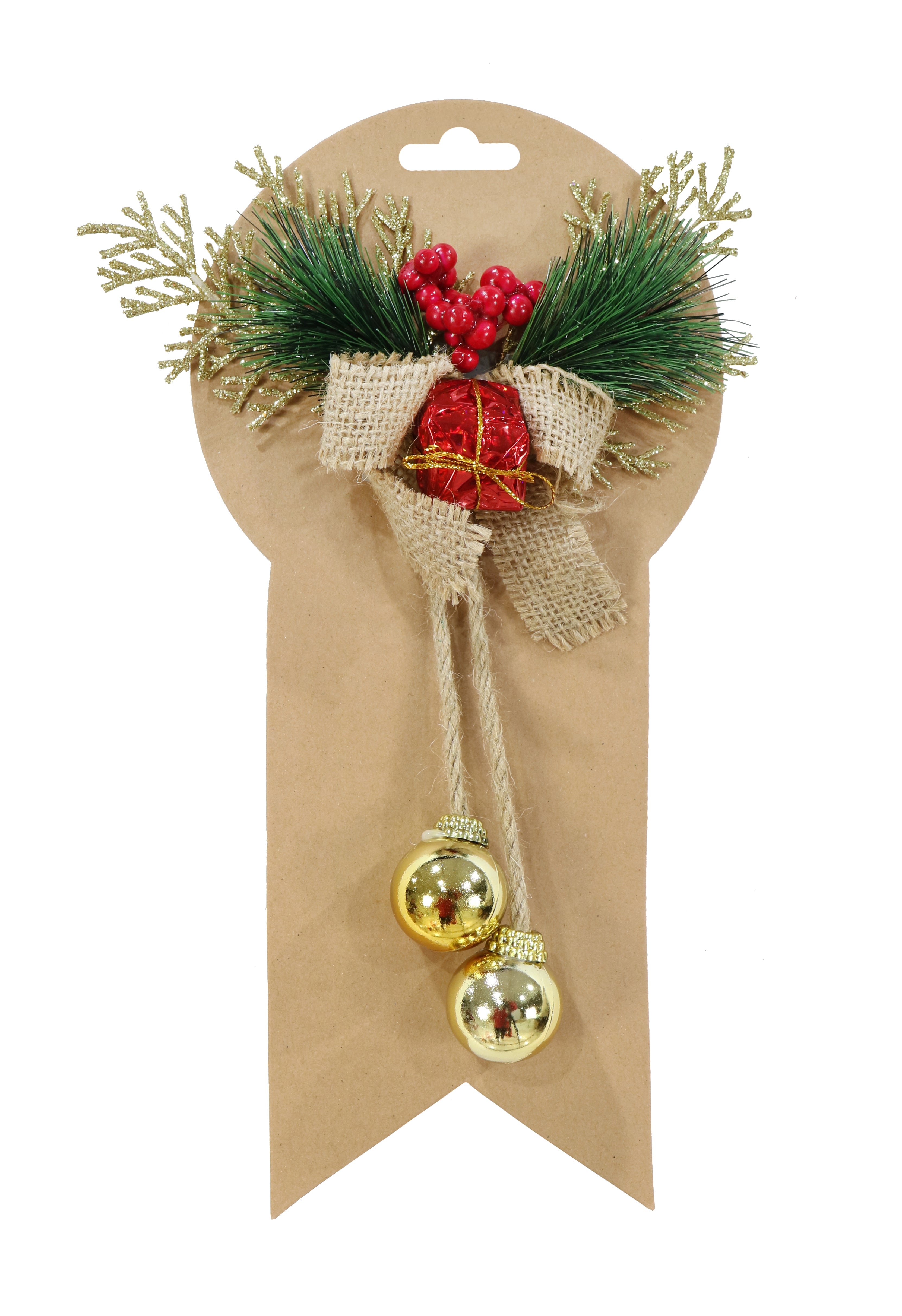 Christmas Decoration - Glitter Poinsettia, Bow And Baubles, 1pc